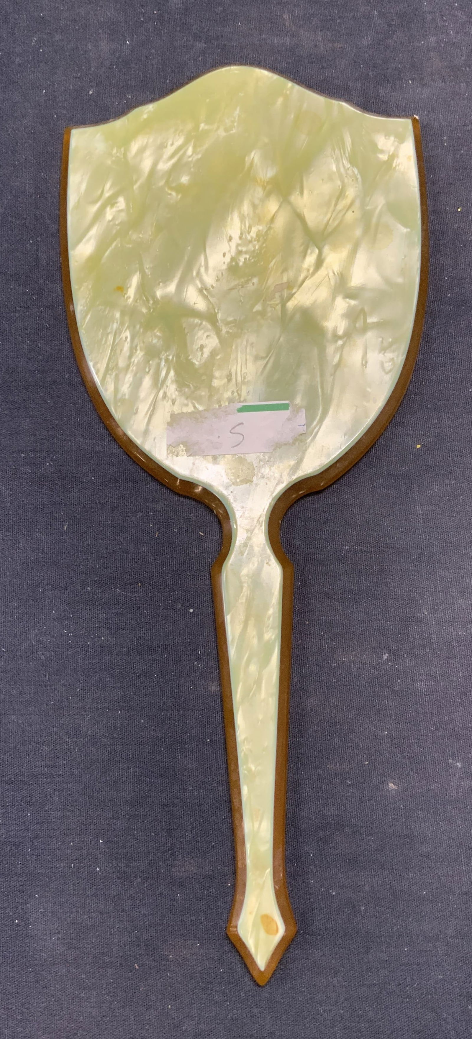 Vintage Green Marbled Bakelite Hand Mirror (1 of 6)