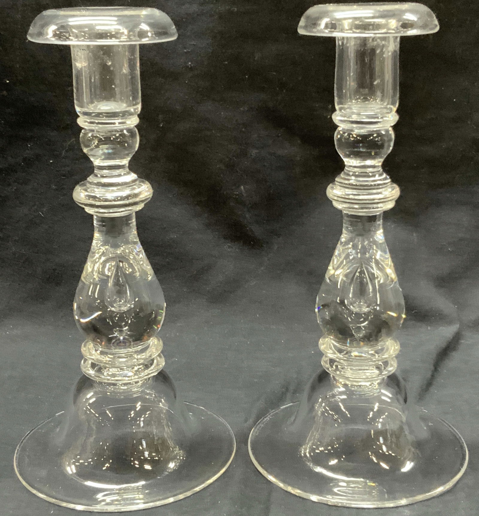 Pr Steuben Hand Blown Crystal Candle Sticks (1 of 6)