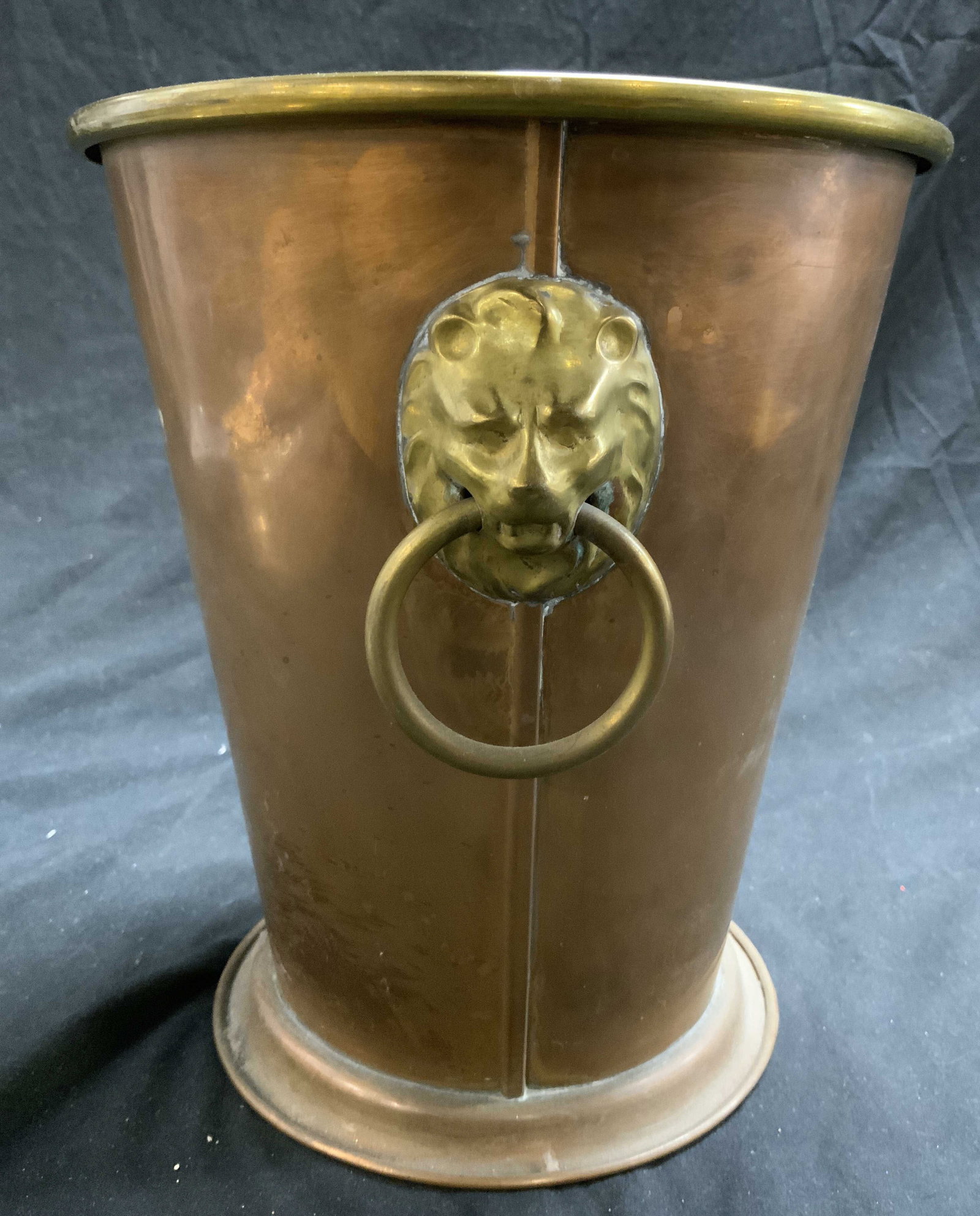 Vintage Copper & Brass Vessel W Lion Head Handles (1 of 6)