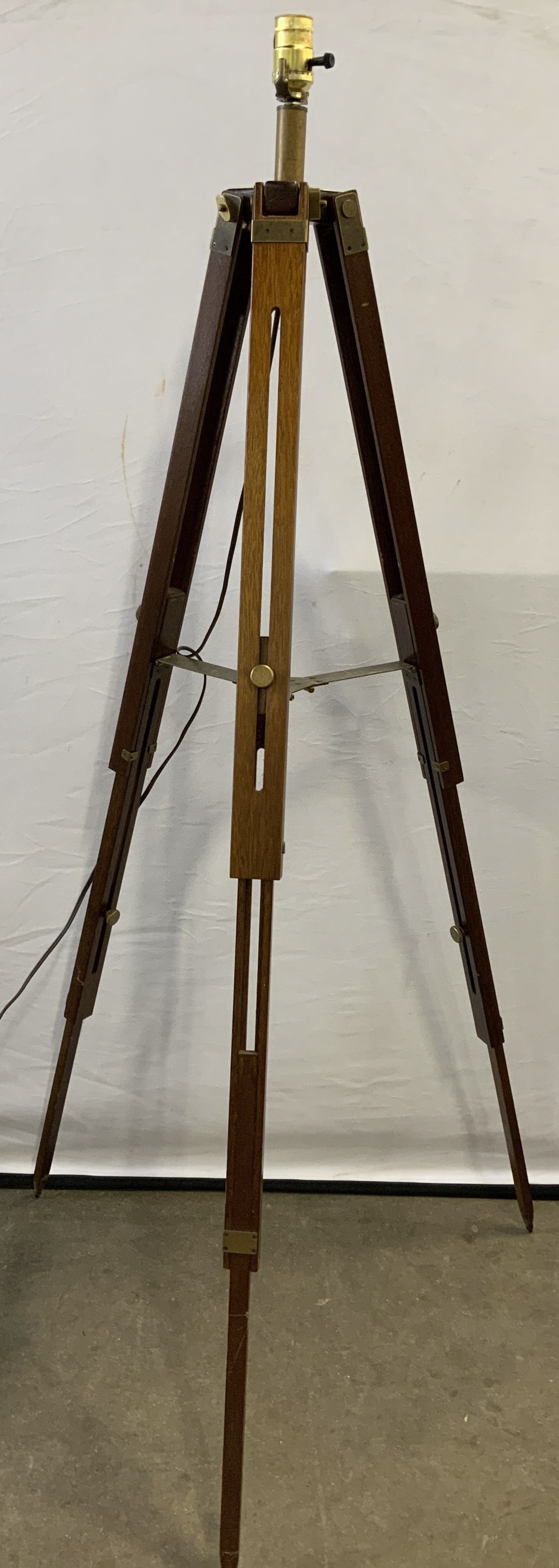 Mid Century Up Cycled Wood Tripod Light 53in (1 of 10)