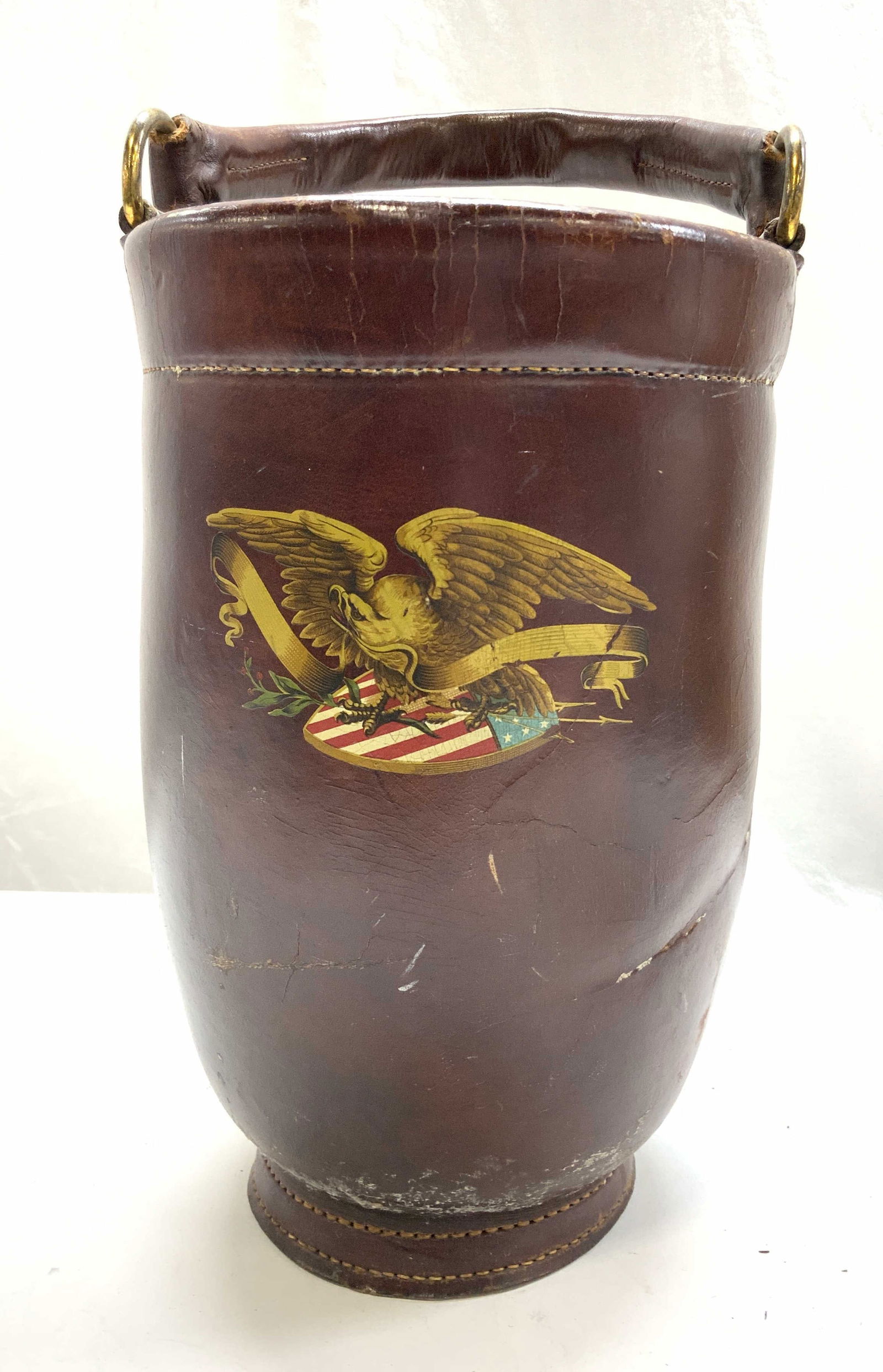 Vntg Carins&Bros Leather Fire Bucket American Eagle (1 of 8)