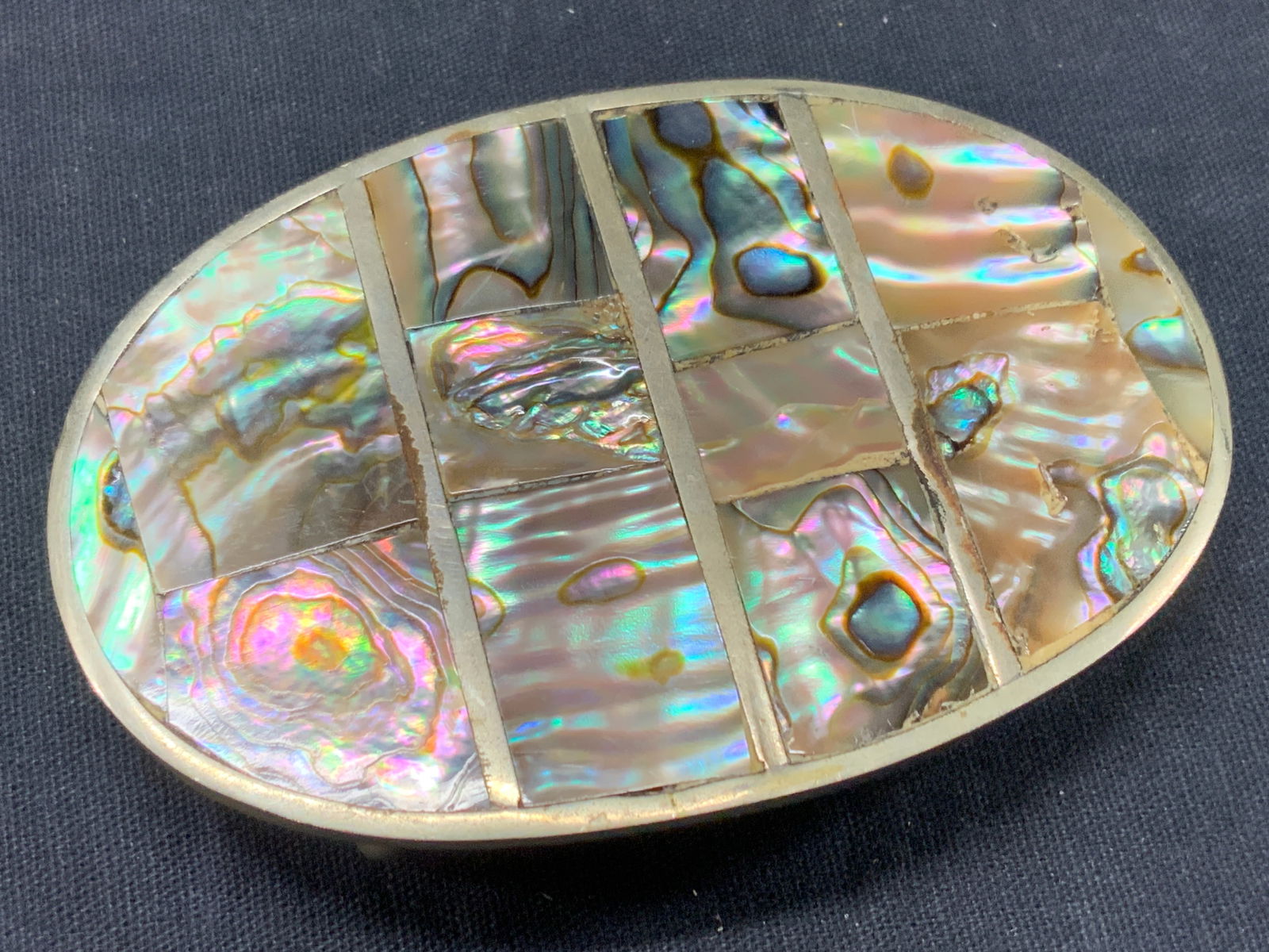 Silver Plate Abalone Shell Belt Buckle, Mexico (1 of 6)