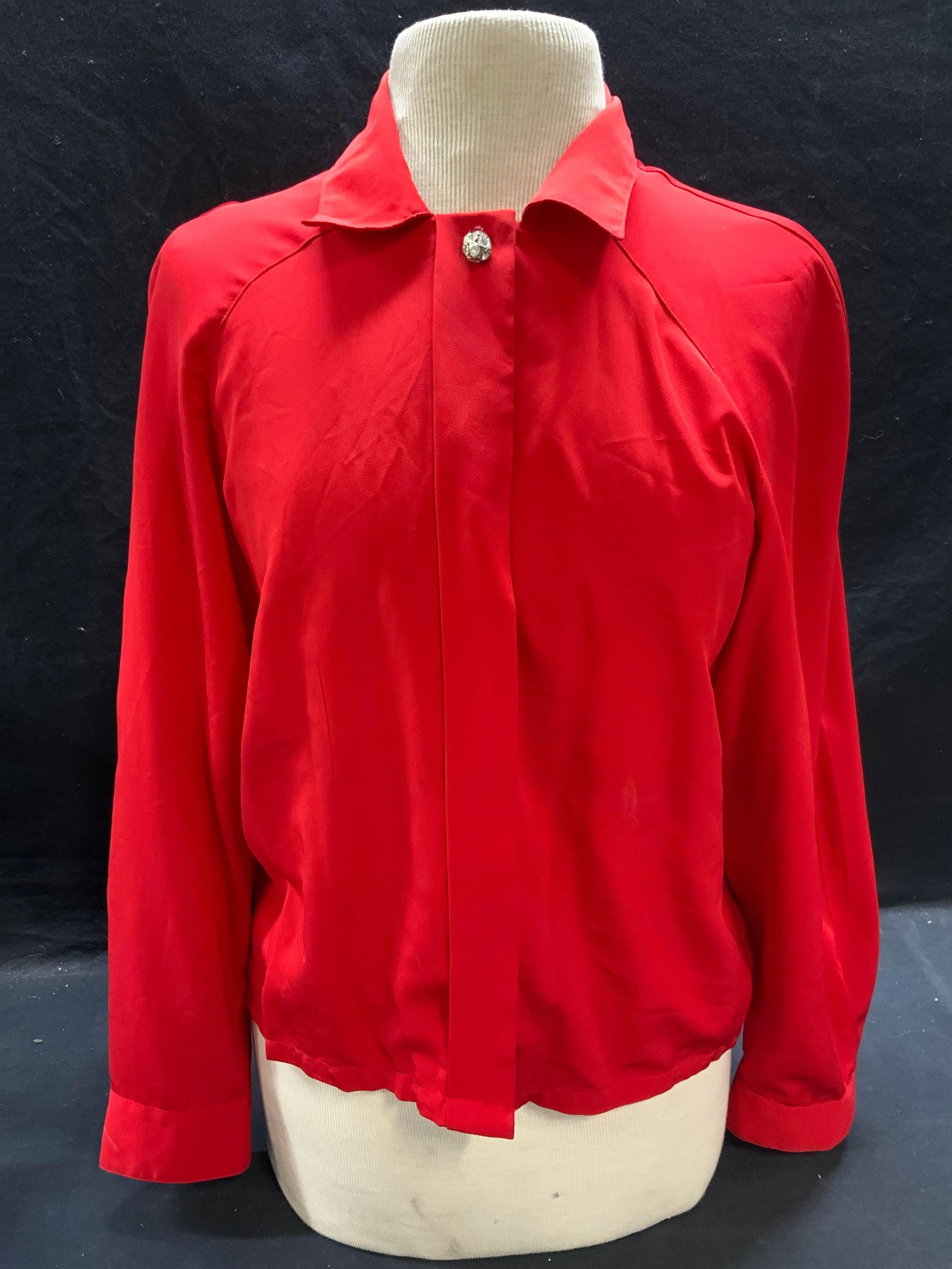 Josephine Red Long Sleeve Button Up Top (1 of 7)