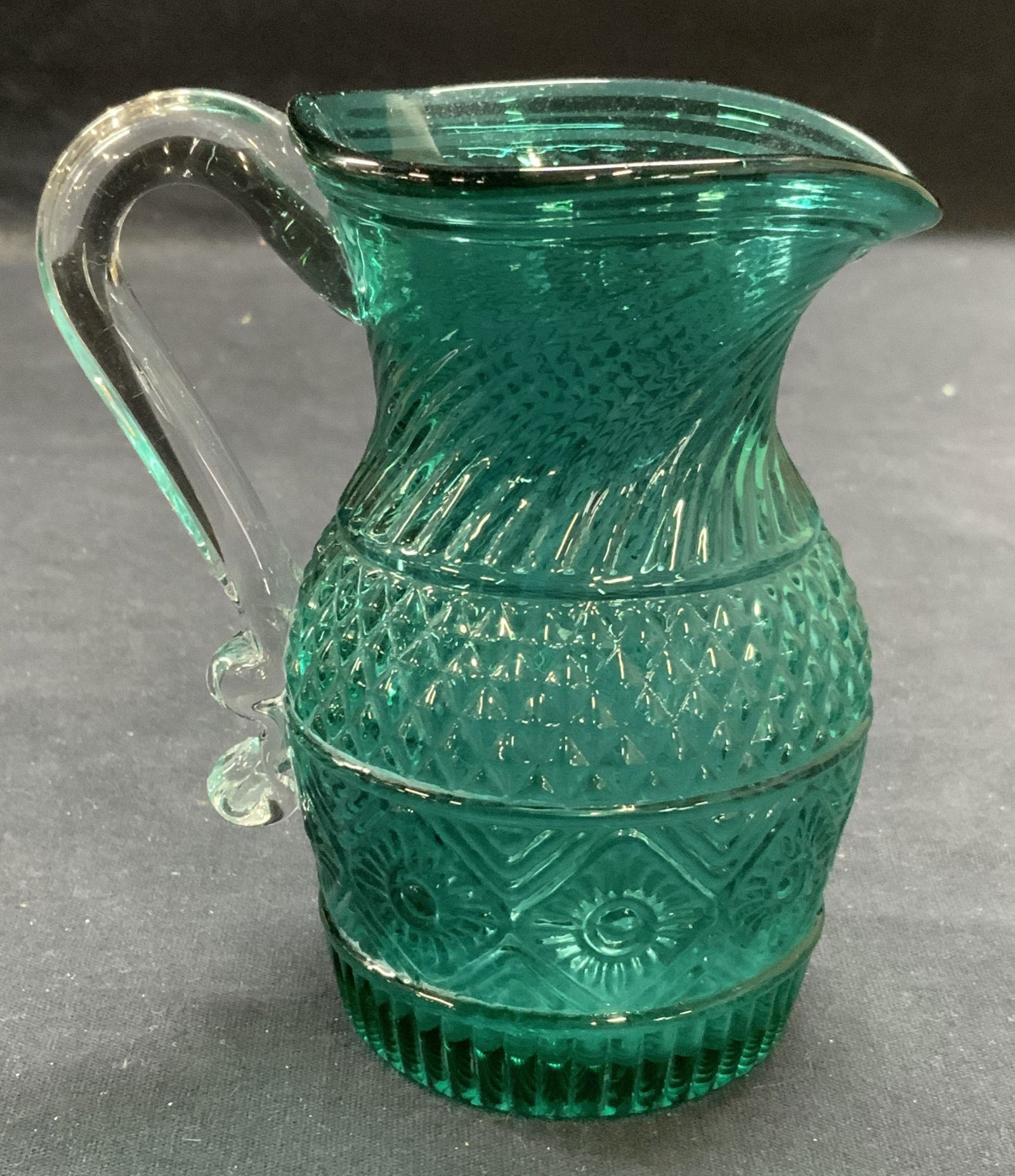 Vintage Hand Blown Blue Art Glass Pitcher (1 of 6)