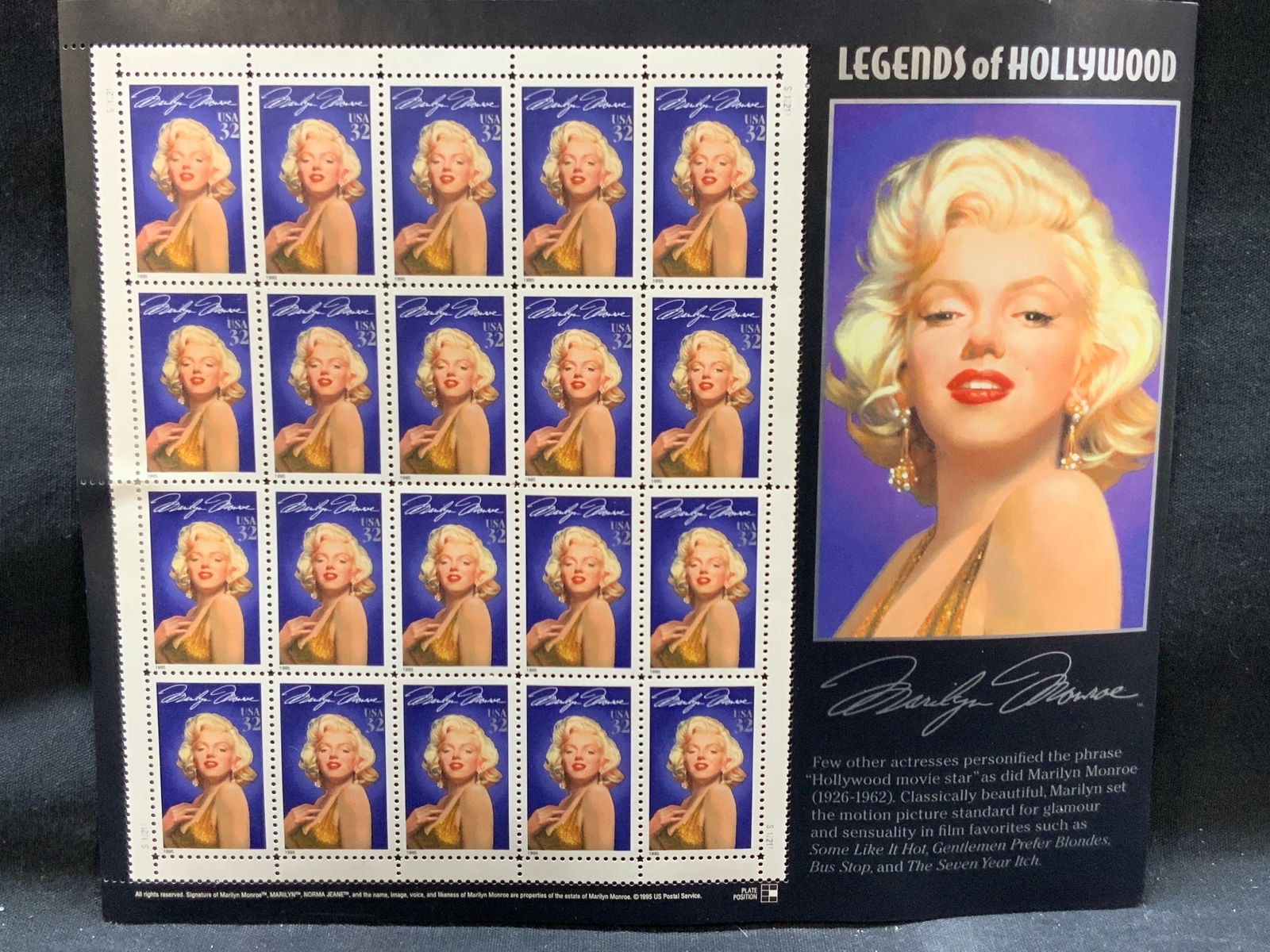 Legends Of Hollywood Marilyn Monroe Stamps, 95 (1 of 6)