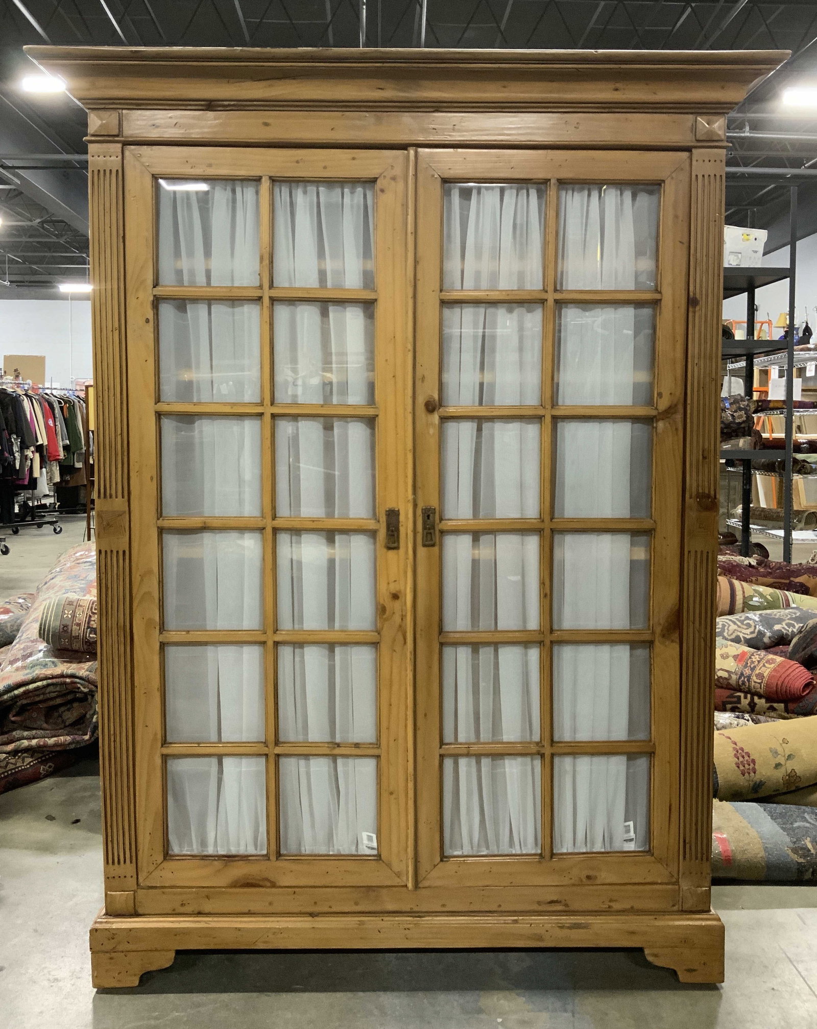 Vintage Wooden Hutch W Curtains & Shelves (1 of 9)