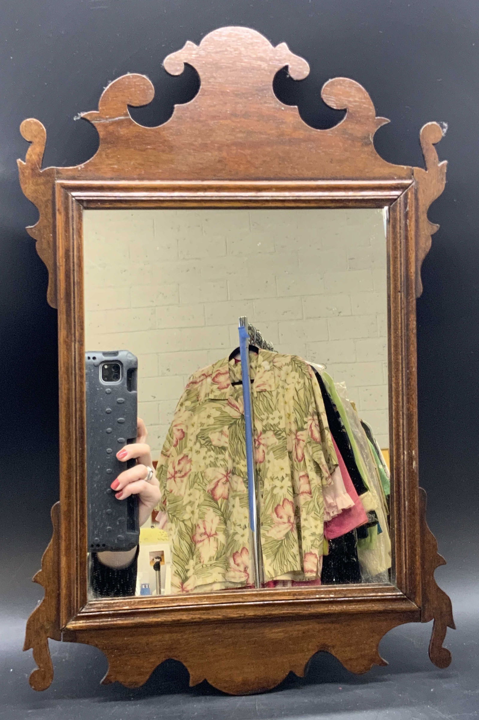 Vintage Carved Wood Frame Wall Mirror (1 of 9)