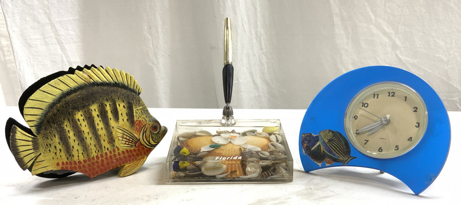 Lot 3 Sea Life Desktop Accessories Clock, Figural+ (1 of 7)
