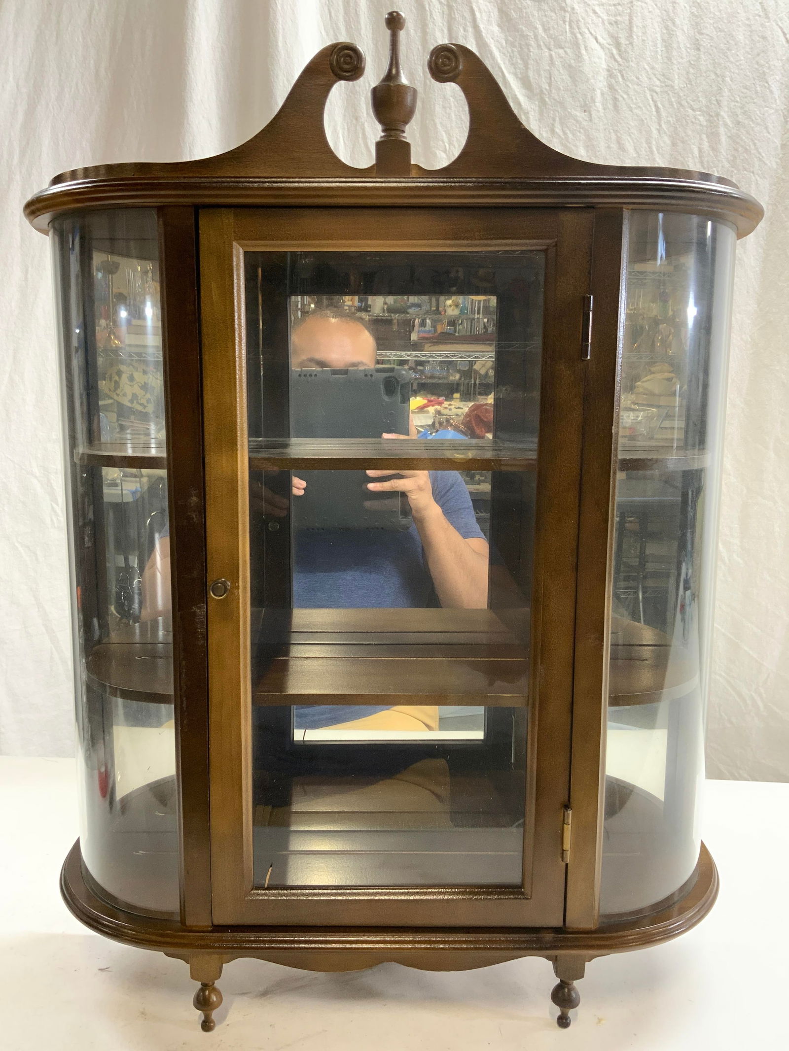 Vintage Carved Wooden Display Case W 2 Shelves (1 of 7)