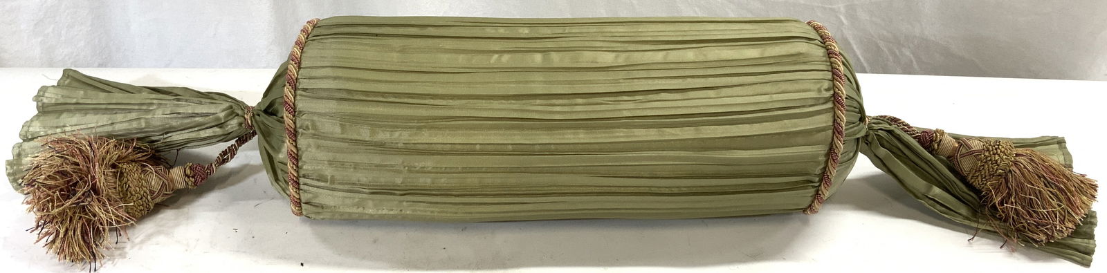 Vintage Corded Bolster Pillow W Tassels 33in (1 of 6)