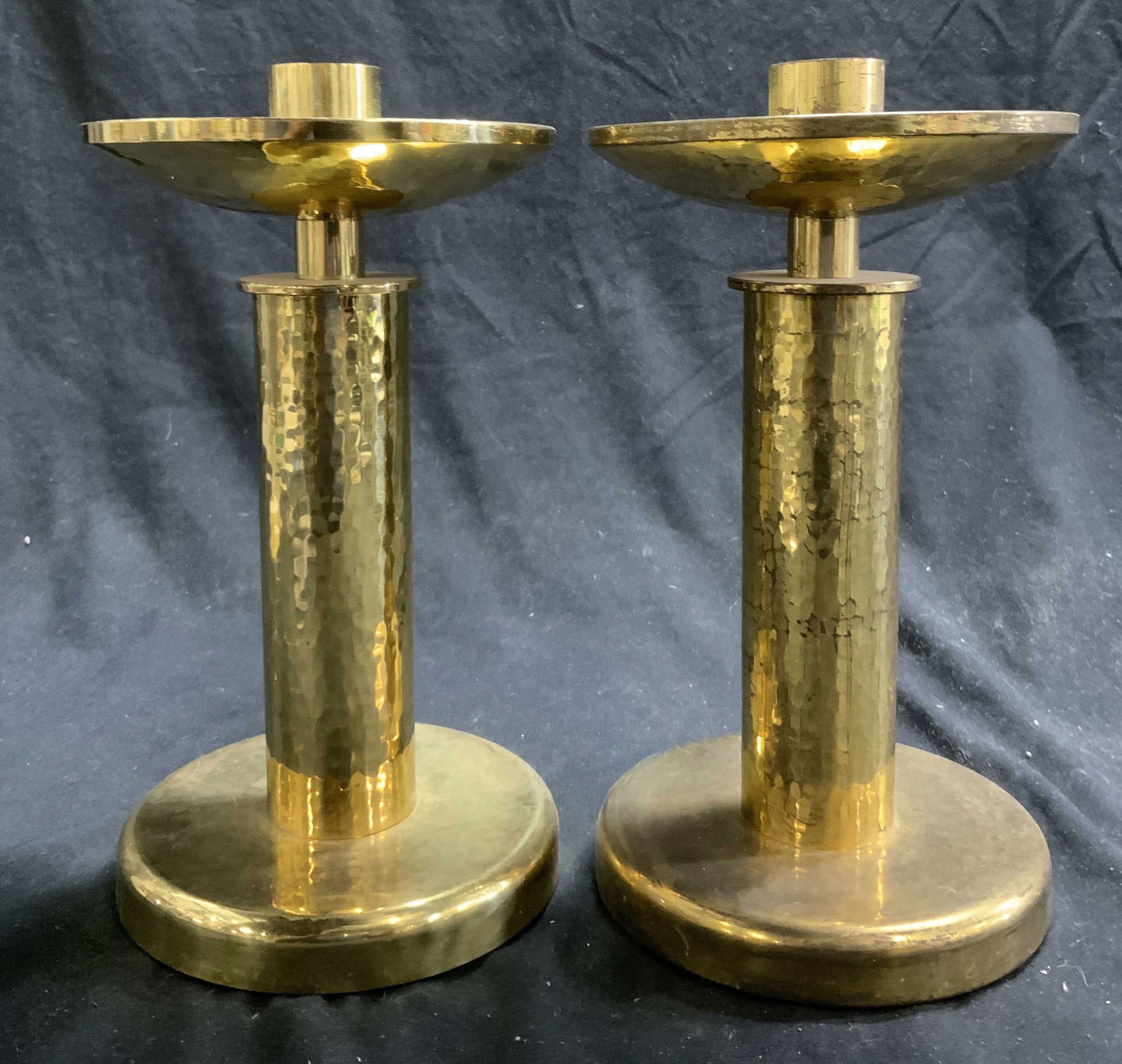 Pr Swiss Hammered Brass Cross Candlesticks (1 of 6)