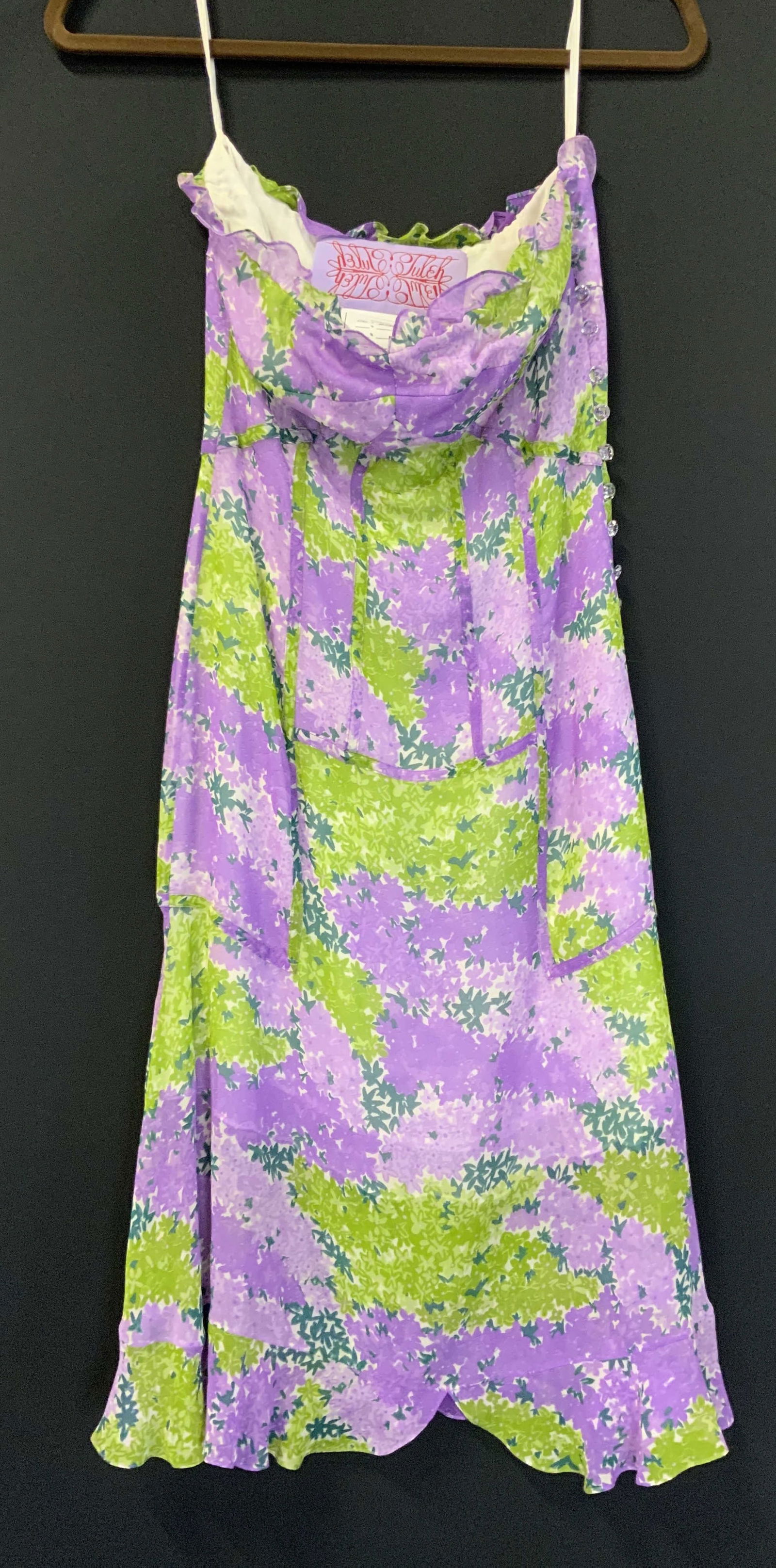 JULEH Silk Floral Dress w Ruffle Trim, USA (1 of 6)