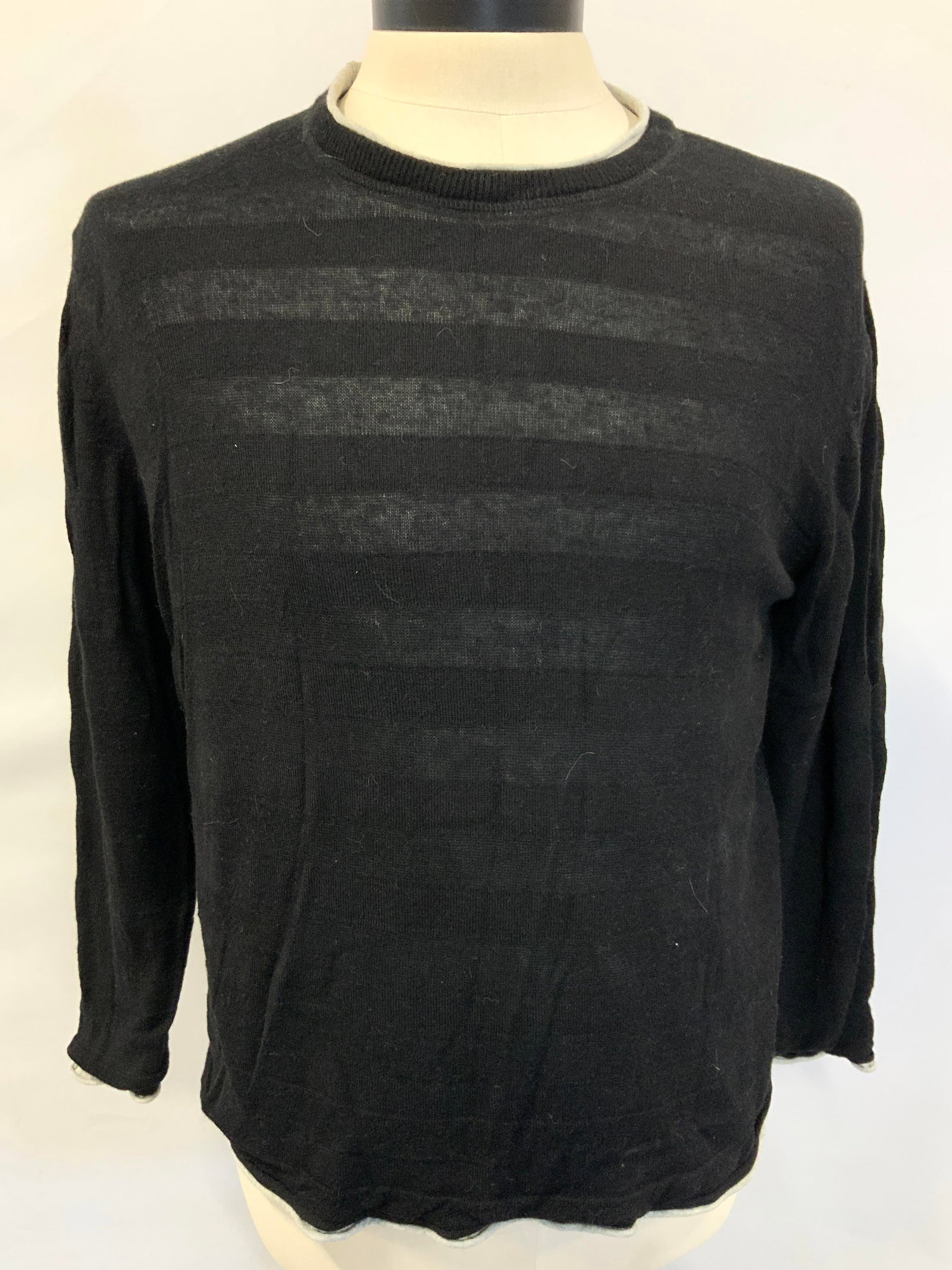 Forty Walker Wool Blend Double Layered Sweater: Forty Walker XXL cotton and viscose blend long sleeve sweater with two layered affixed to each other. Sleeves measure 15 inches from underarm inseam, chest measures 21 inches across, and torso measure