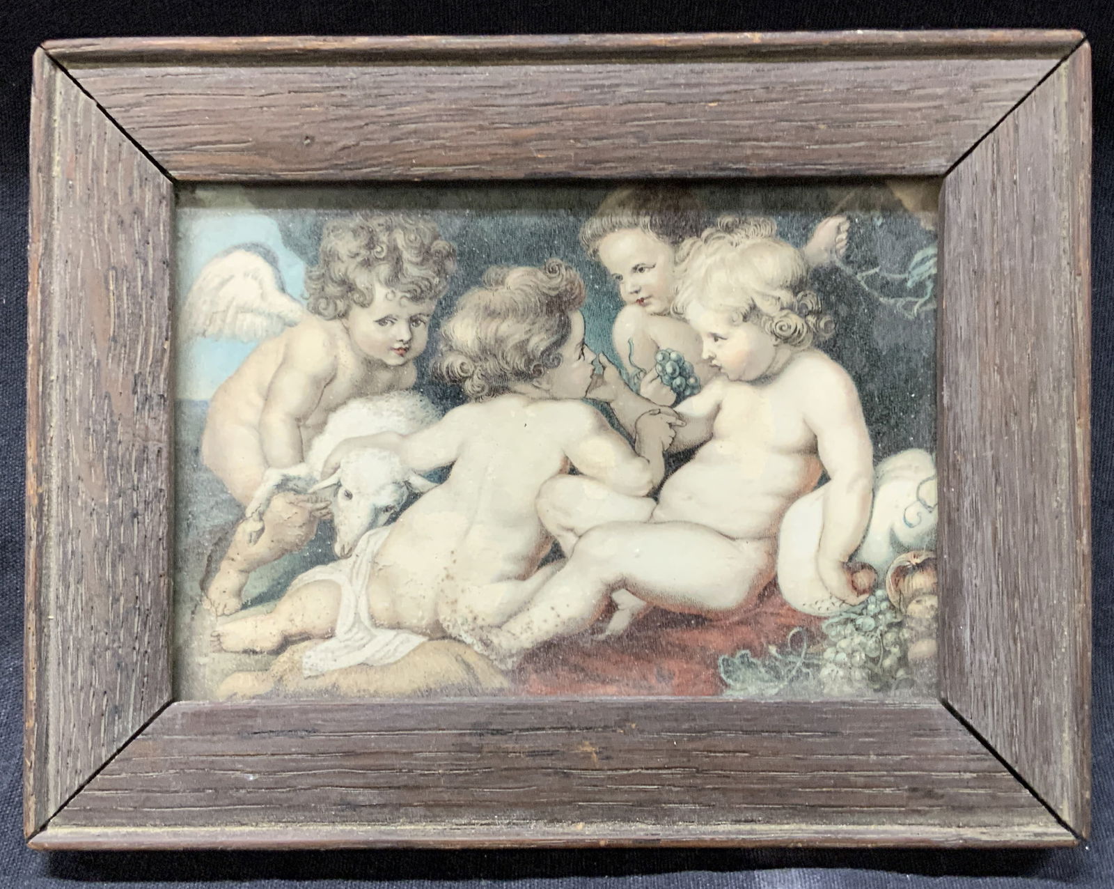 Vintage Framed Cherub Lithograph (1 of 6)