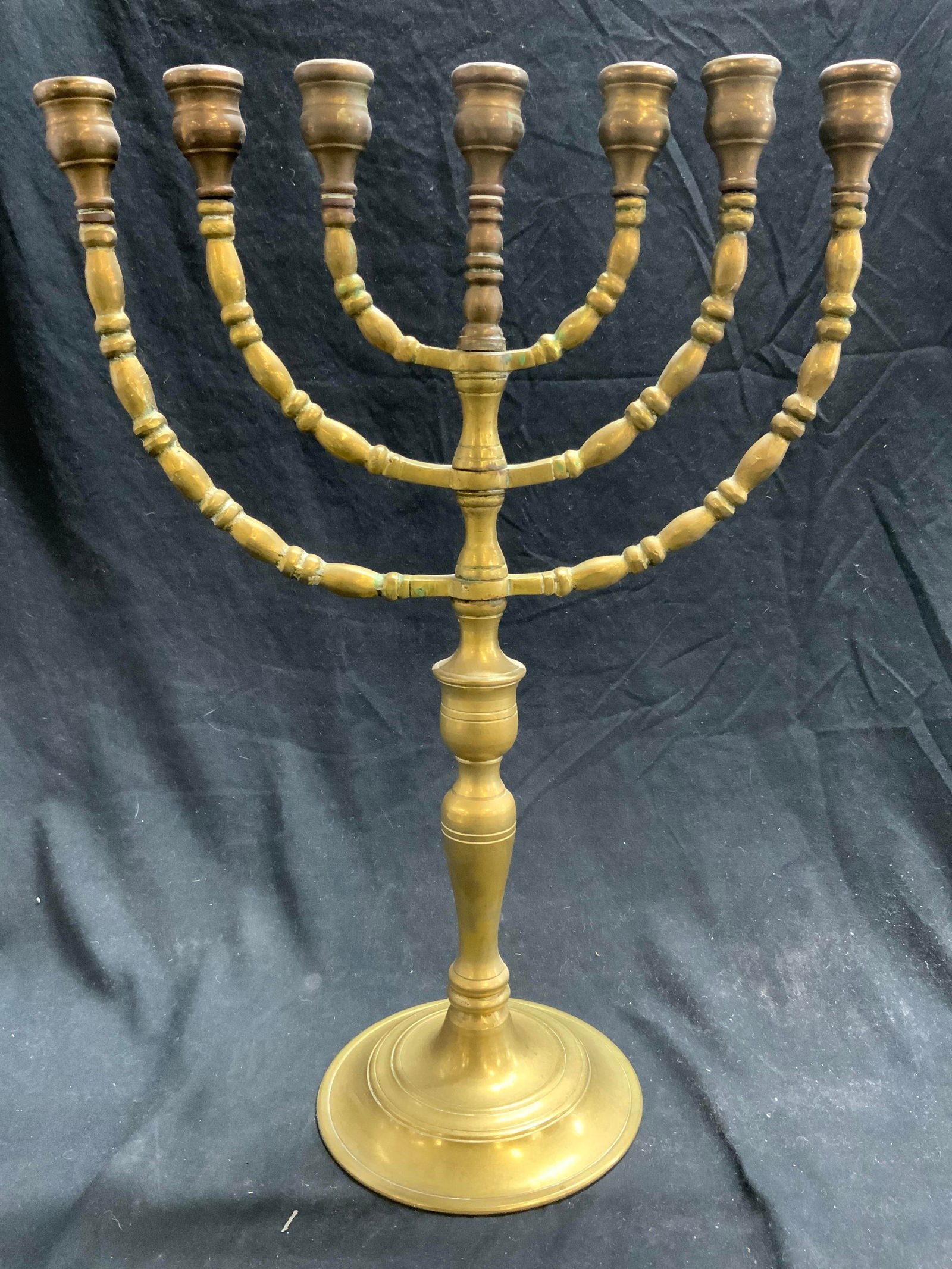 Vintage 7 Arm Brass Candelabra / Menorah Judaica (1 of 6)