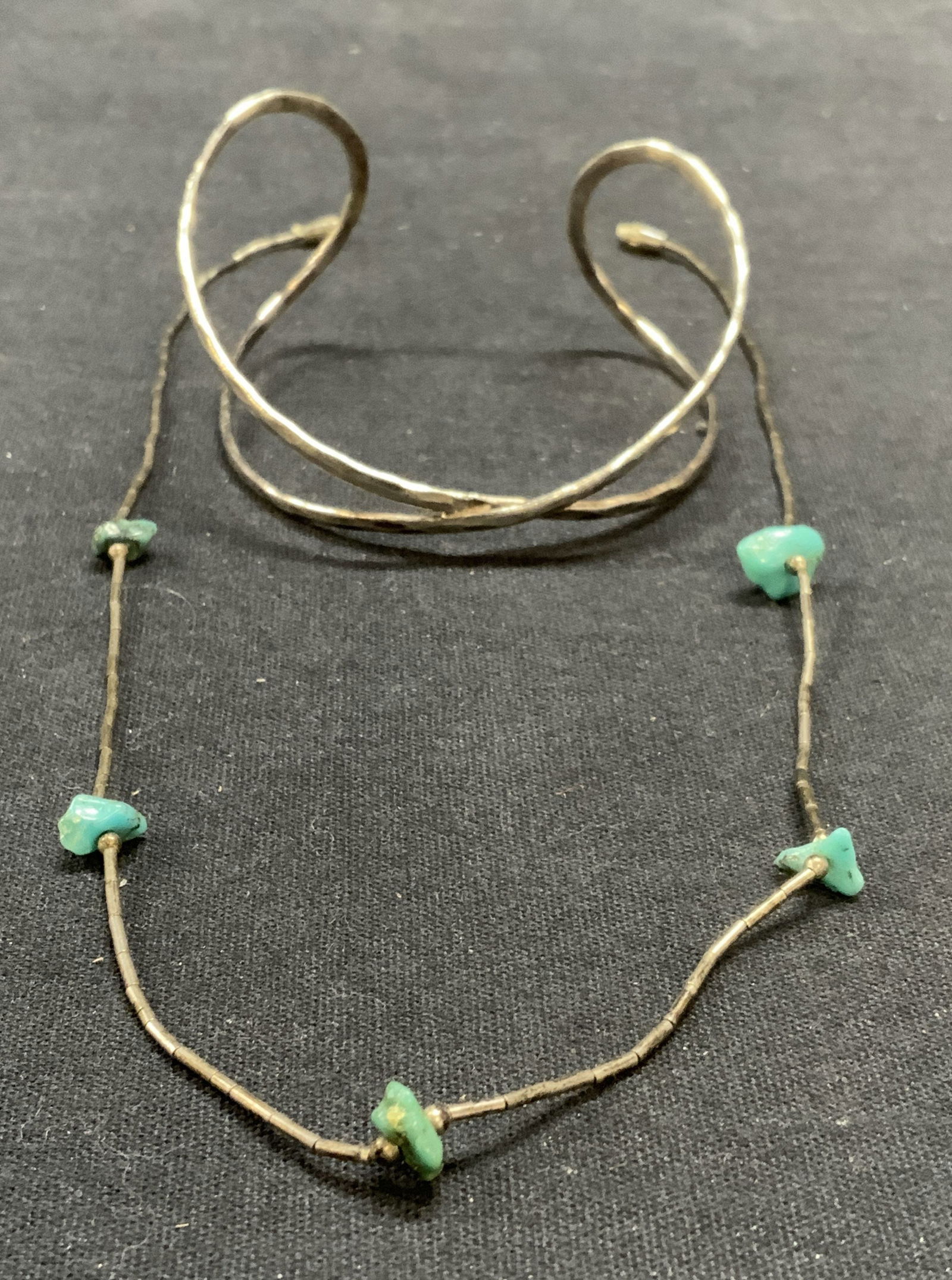 Lot2 Sterling Silver Bracelet & Turquoise Necklace (1 of 6)