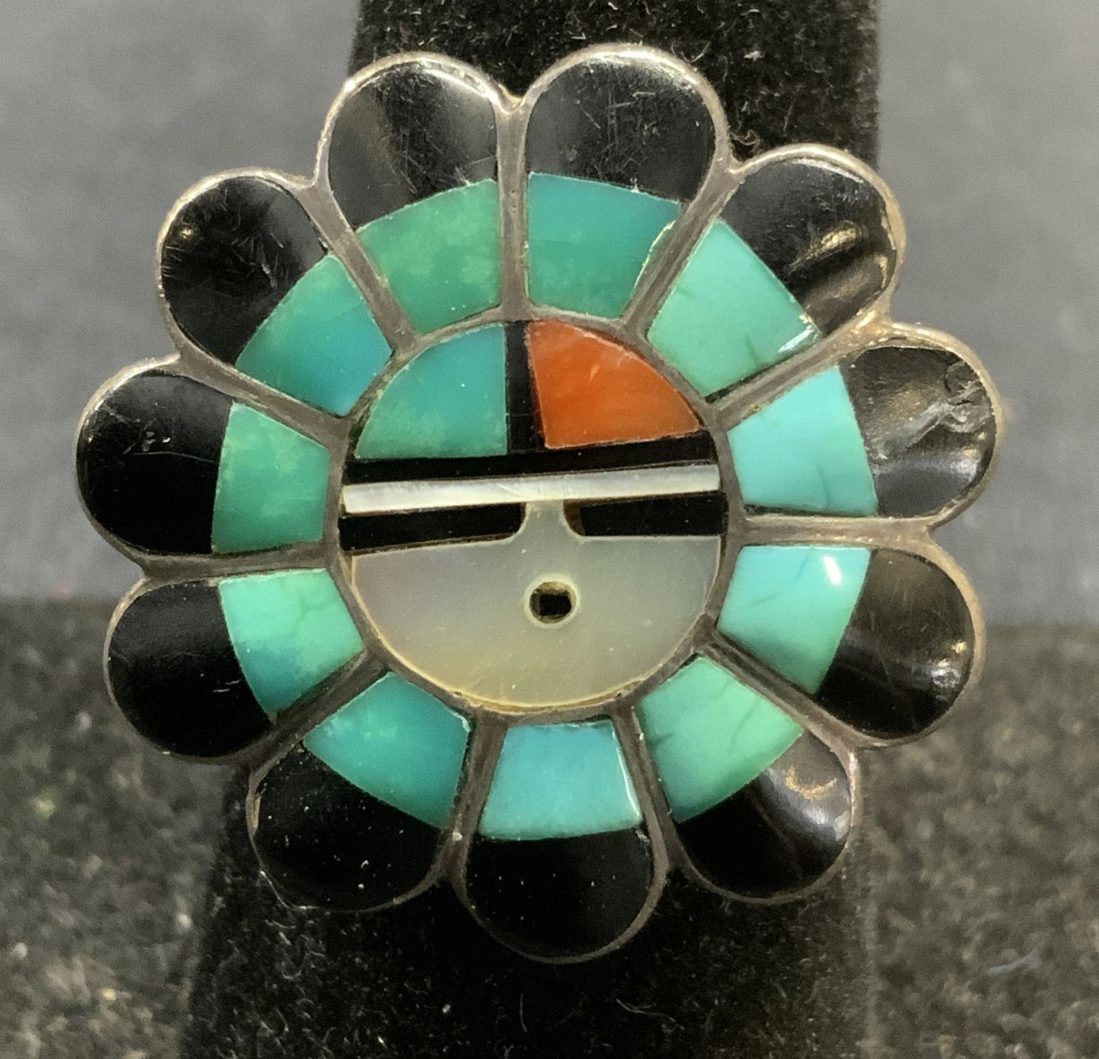 Signed Sterling Silver Turquoise, MOP Ring (1 of 6)