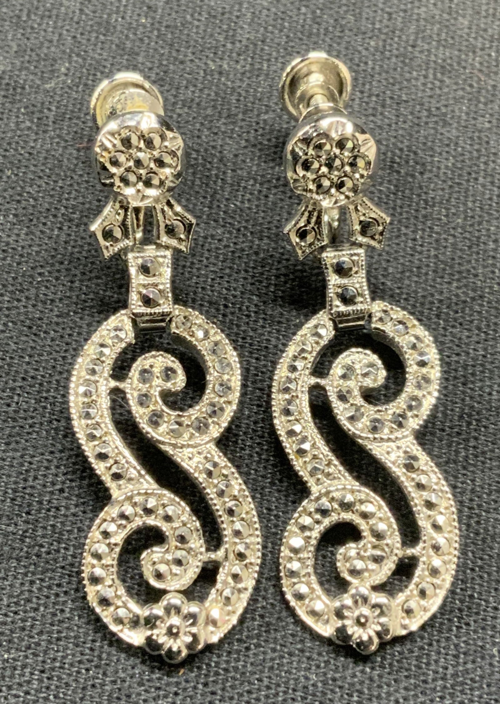 BK Sterling Silver Marcasite Earrings (1 of 6)