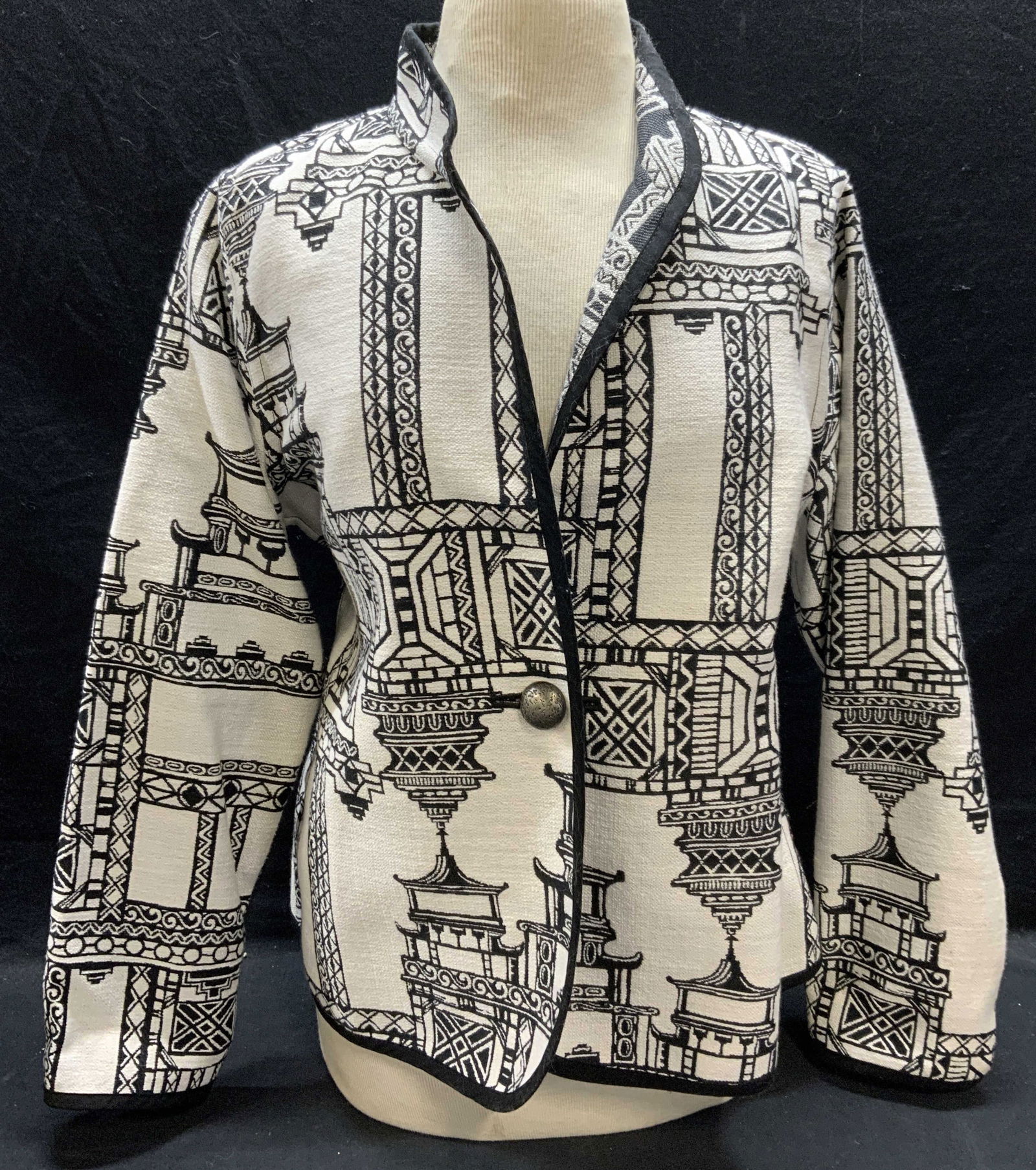 Black & White Graphic Print Blazer Jacket (1 of 6)
