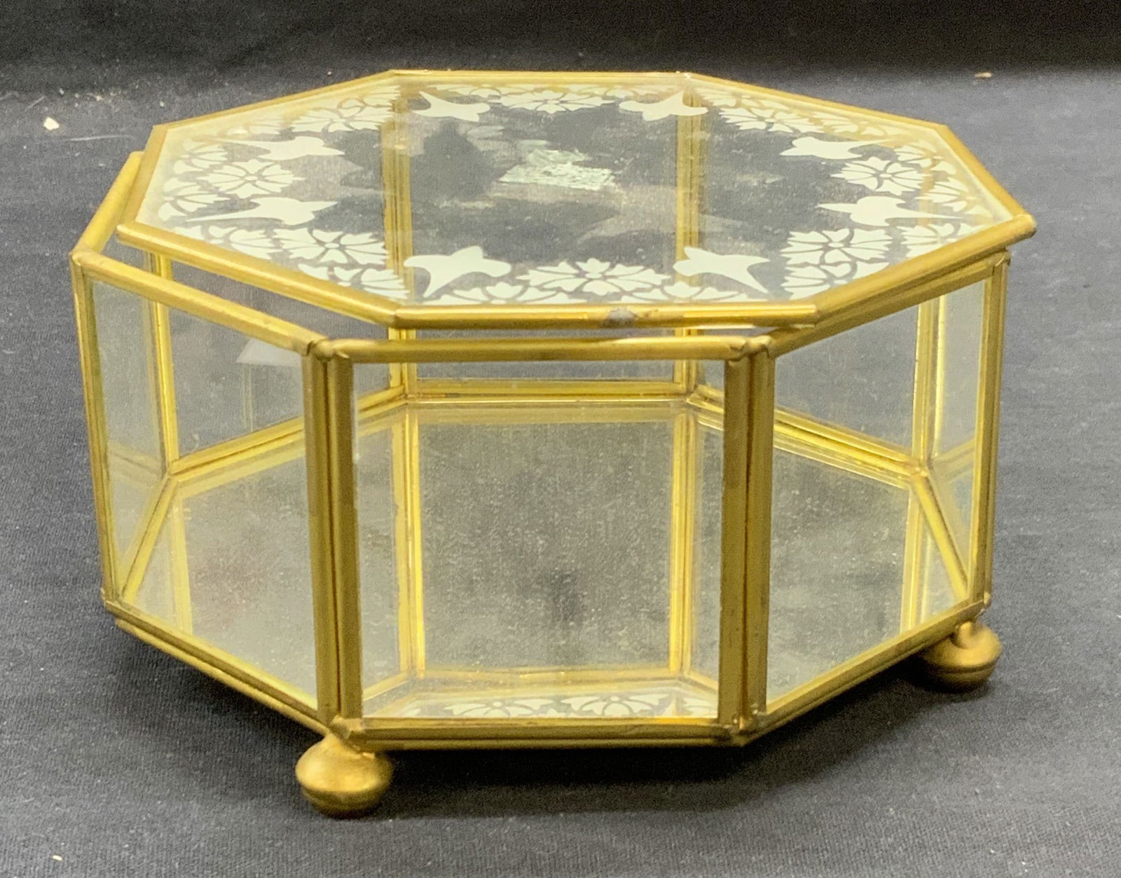 Penco Lidded Brass & Glass Mirrored Dresser Box (1 of 7)