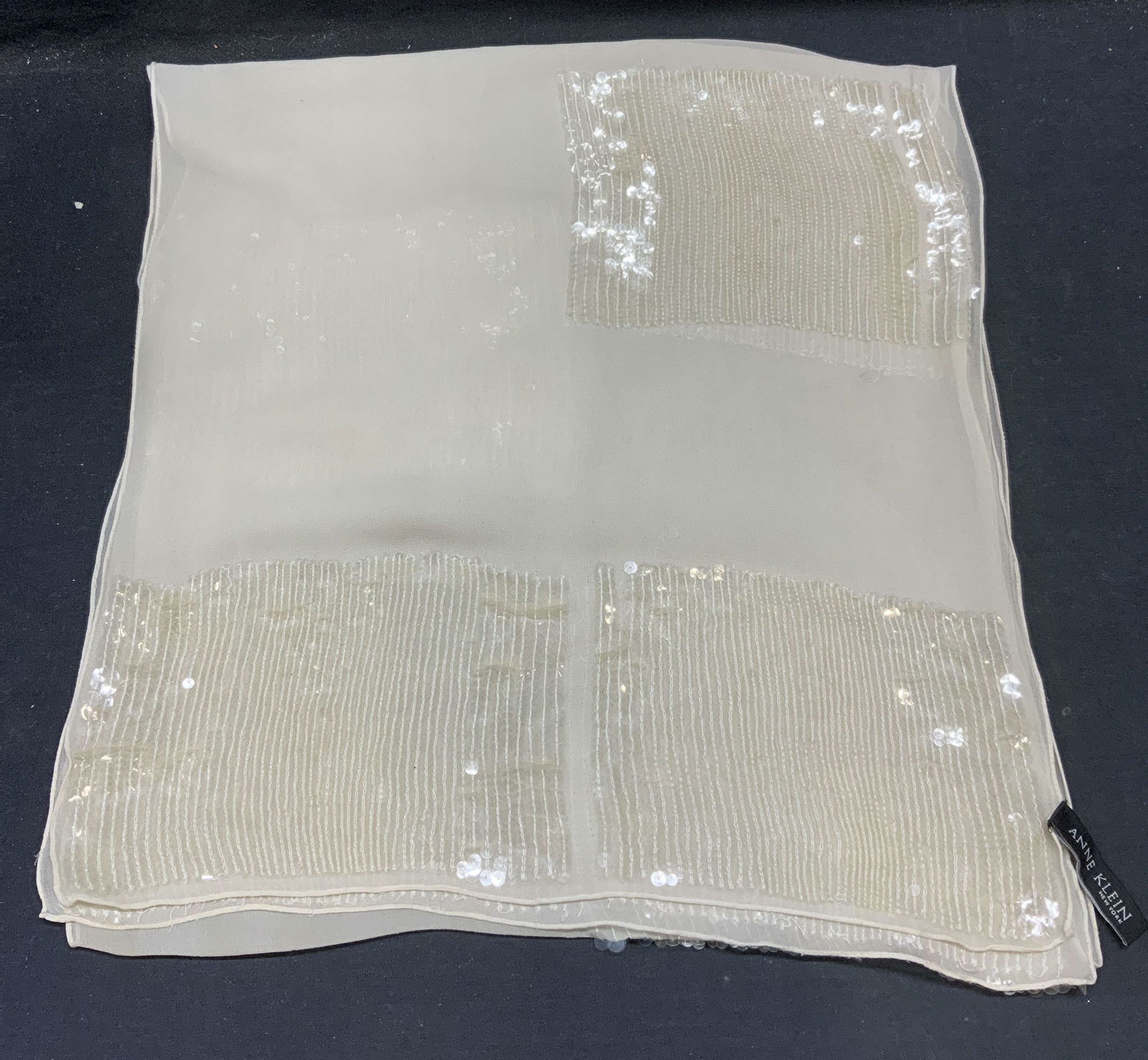 Anne Klein White Silk Sequin Scarf (1 of 6)