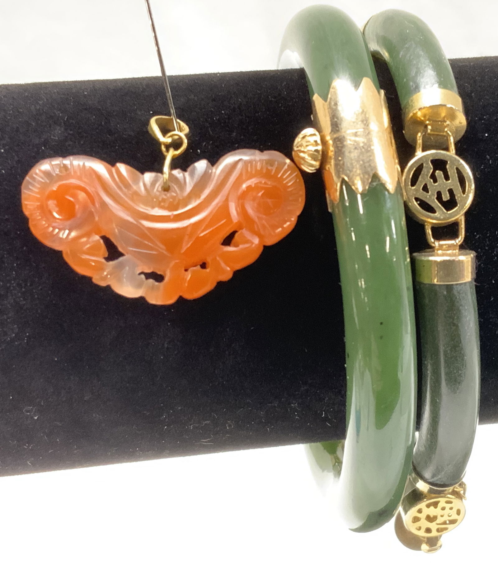 Lot 3 Asian Jewelry, Agate, Jade, 14K Gold (1 of 7)