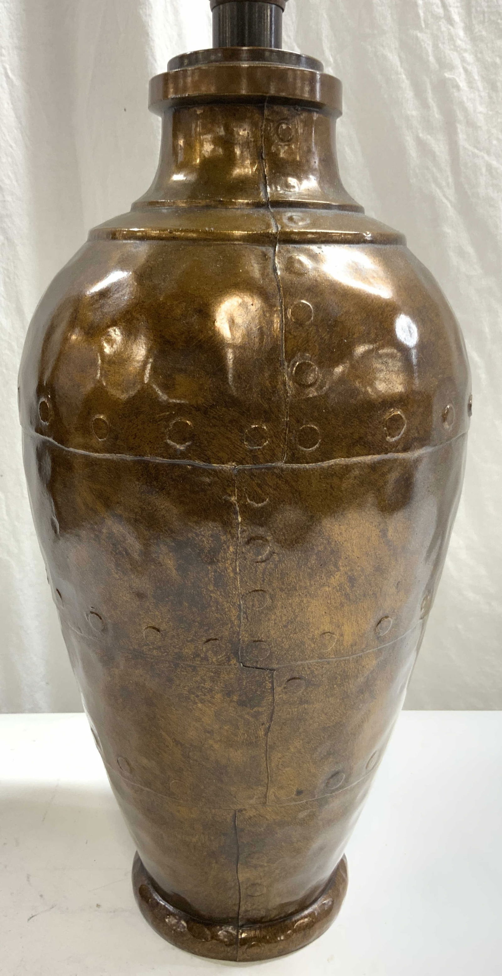 Hammered Copper Table Lamp W Finial (1 of 7)