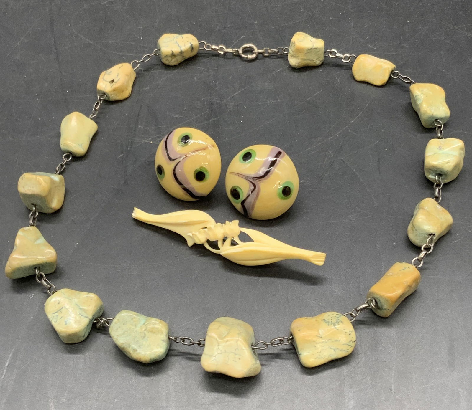 3 Vtg Brooch, Earrings, & Sterling Silver Necklace (1 of 8)