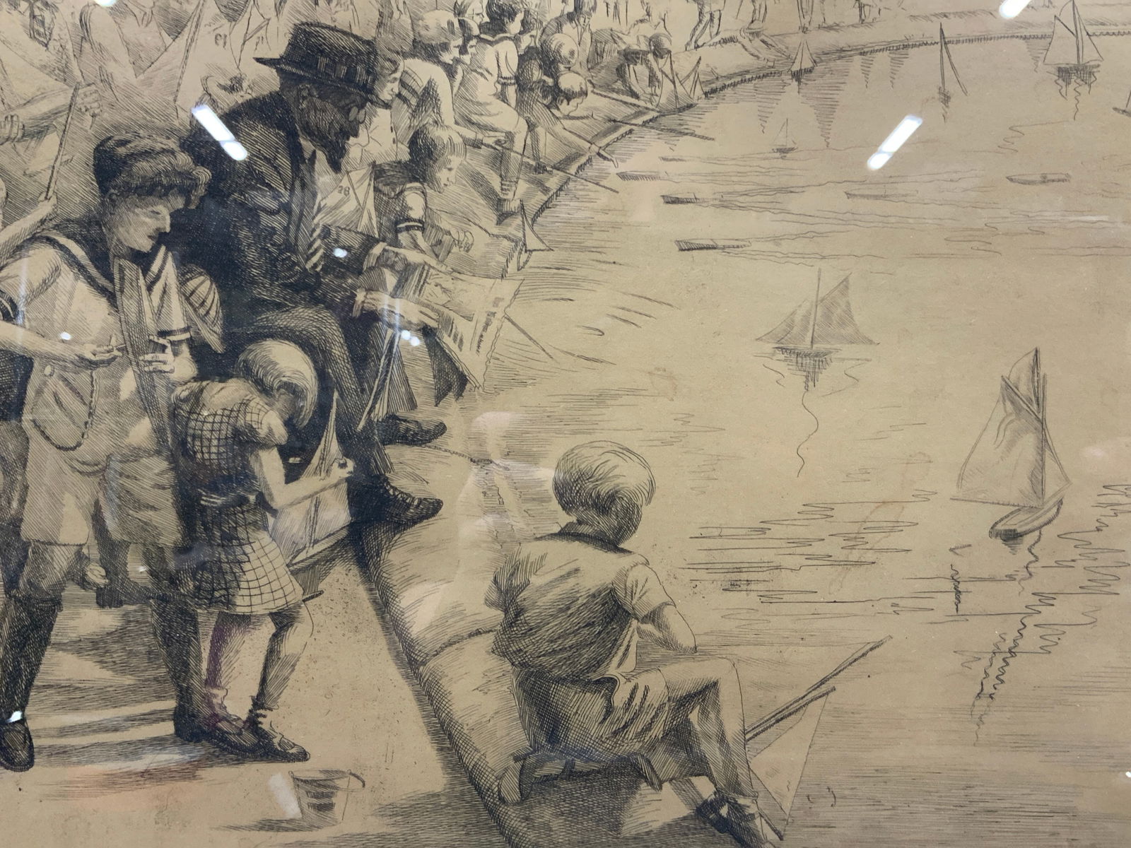 Signed Vintage Geyez Boat Racing Etching (1 of 10)