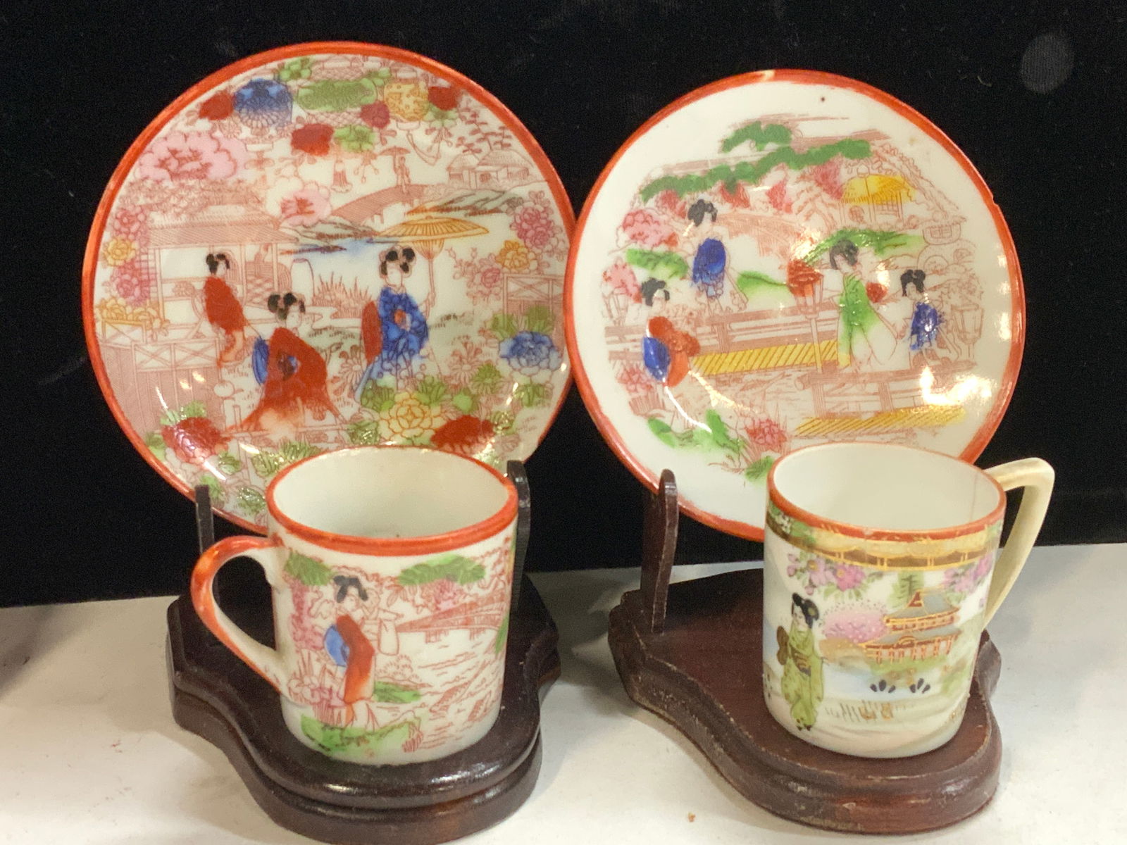 4 Fine Asian China Demitasse Cups & Saucers (1 of 6)