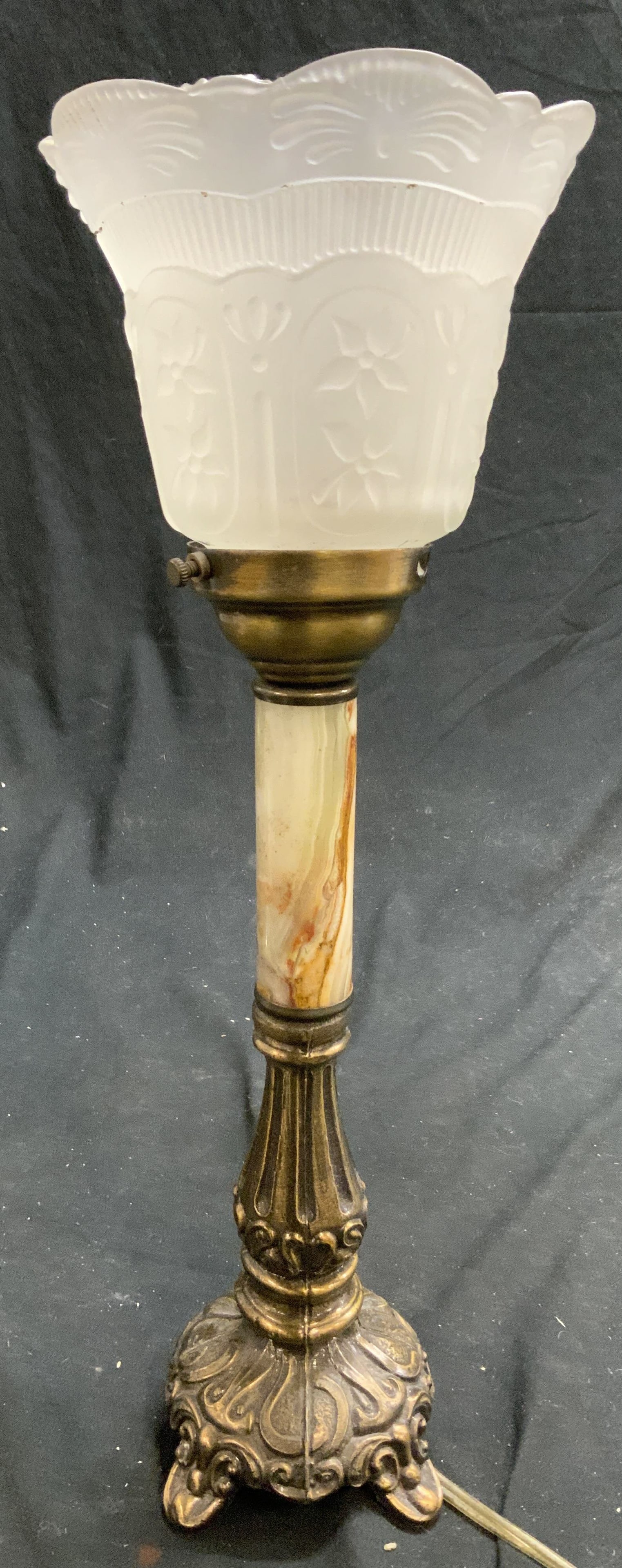 Vntg Torchiere Table Lamp W Frosted Shade (1 of 6)