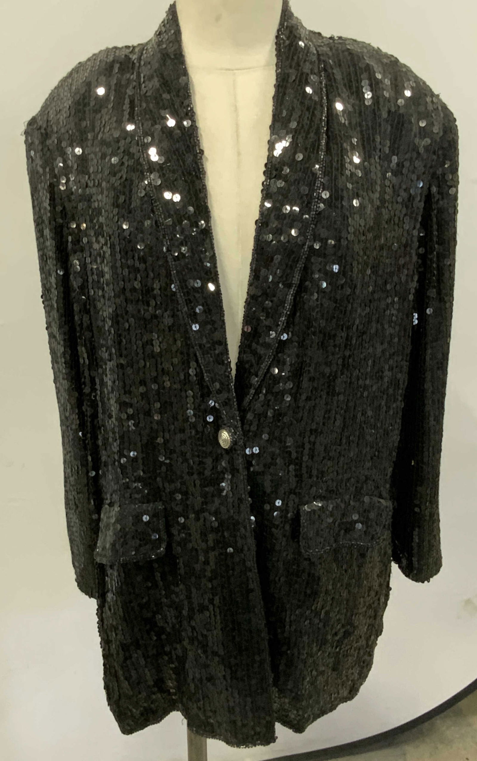 Talk of the Walk Black Silk Sequin Jacket (1 of 6)