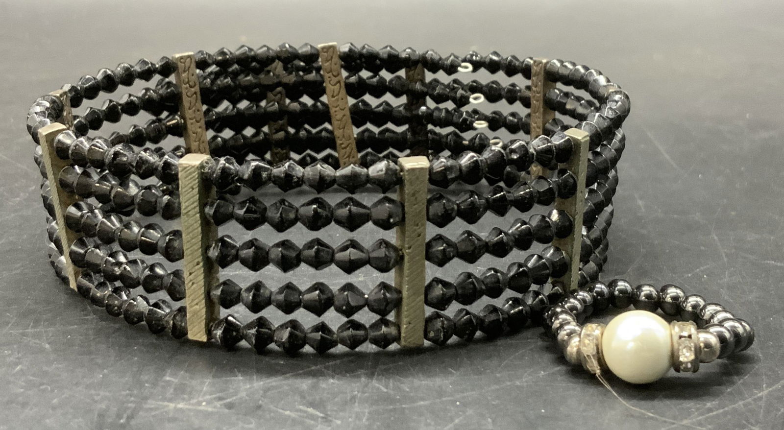 Lot 2 Vintage Black Beaded Choker Necklace & Ring (1 of 11)