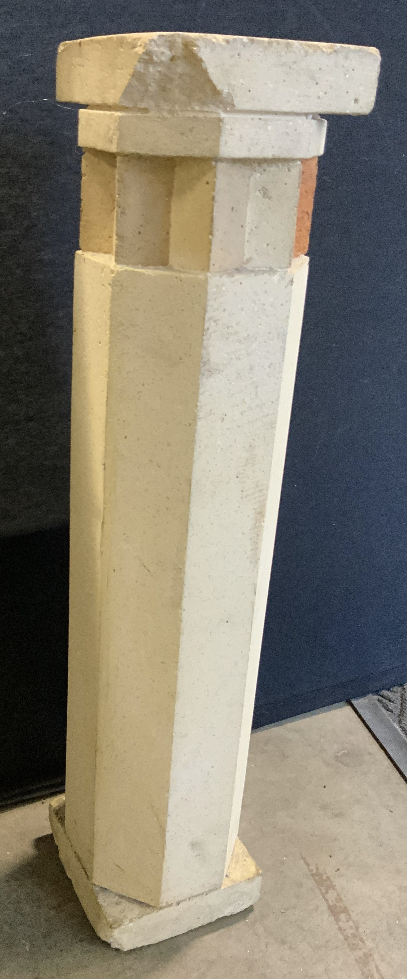 Vintage Outdoor Cement Pedestal Cream 2ft4in (1 of 7)