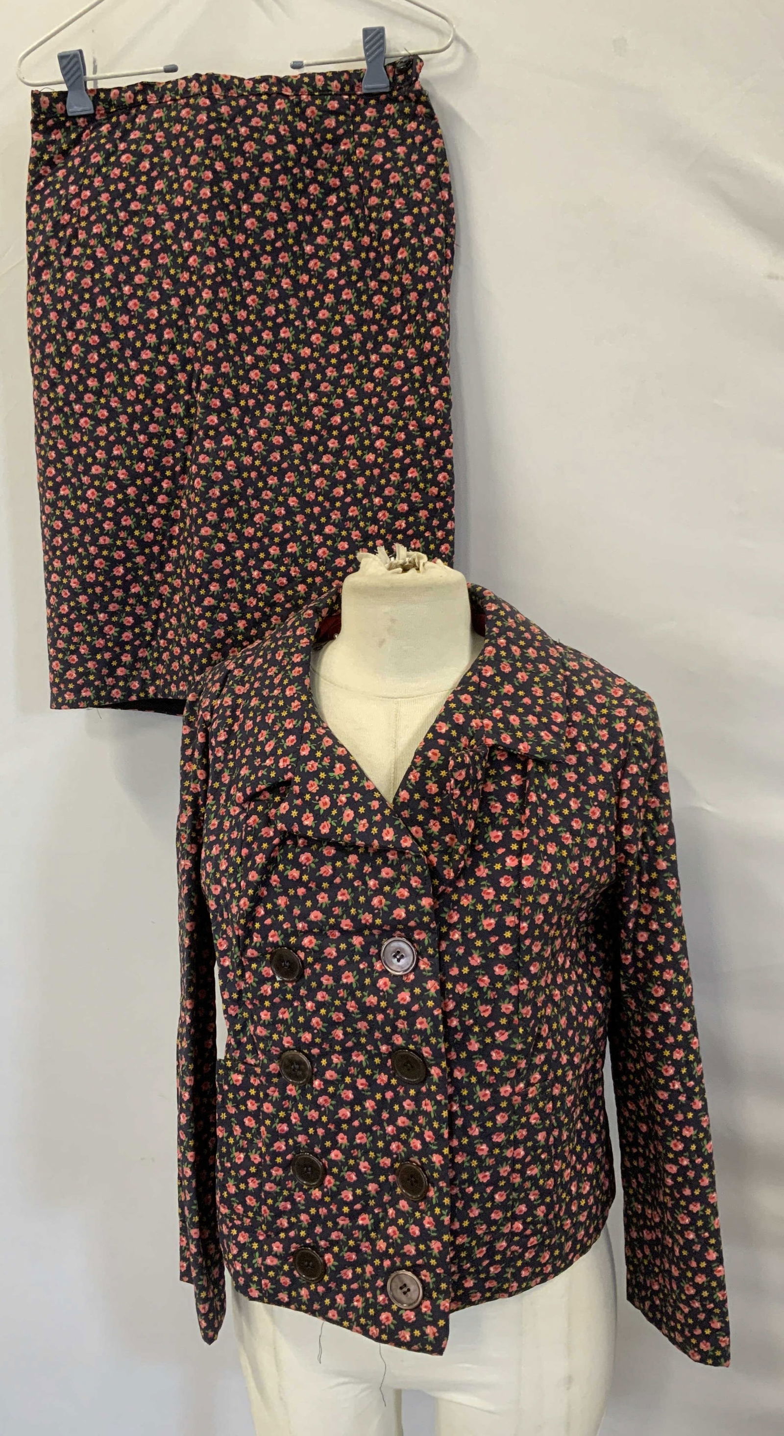 Blue Floral Print Skirt & Jacket Set (1 of 7)