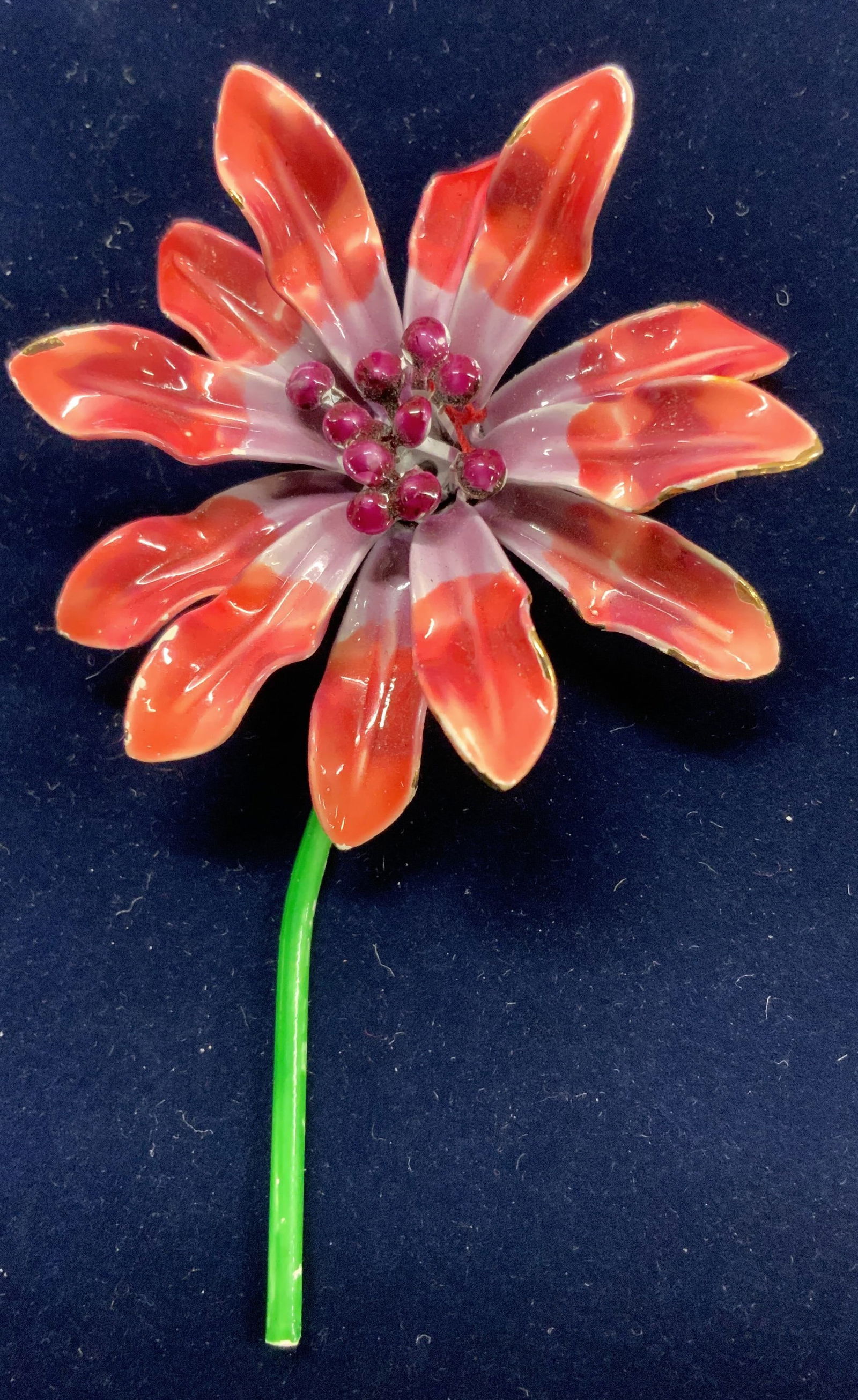 Vintage Sculptural Enamel Flower Brooch (1 of 6)