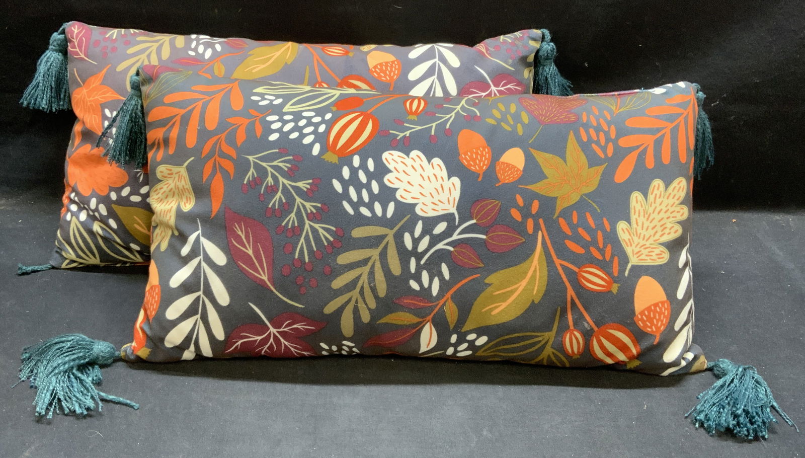 Pair Blue Botanical Print Pillows (1 of 6)