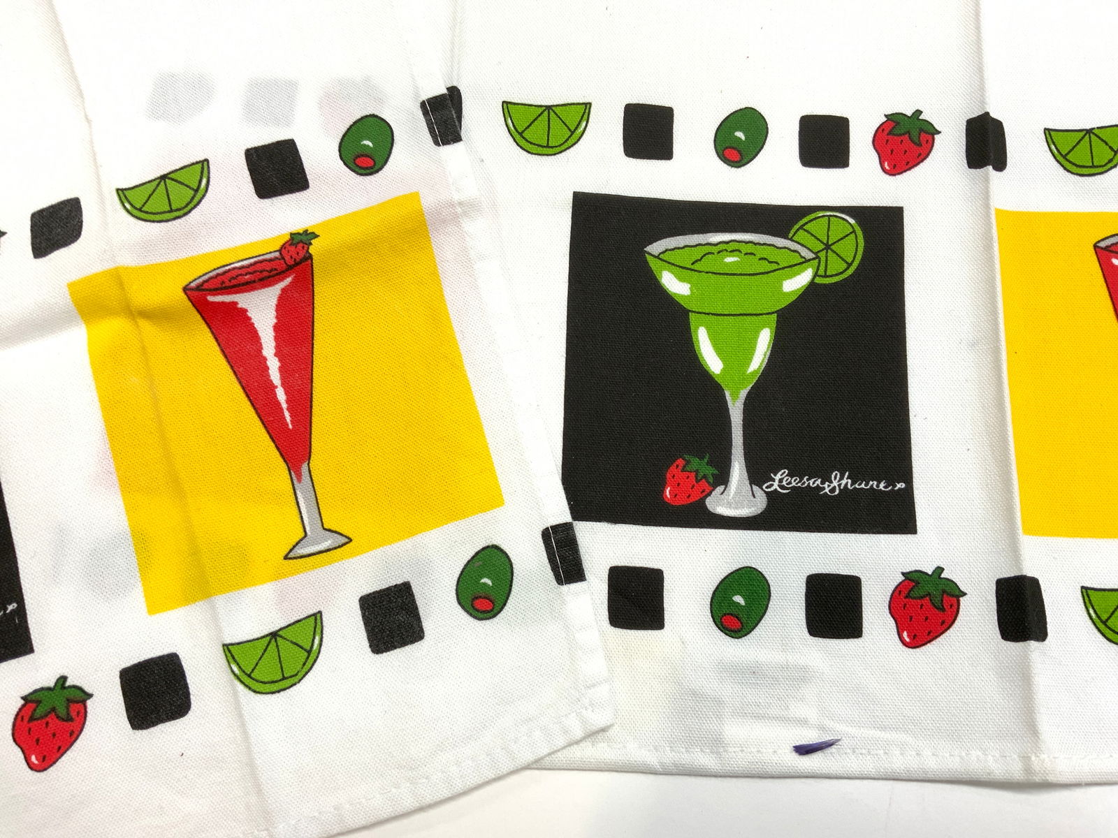Pair JLD Cotton Cocktail Motif Hand Towels (1 of 7)