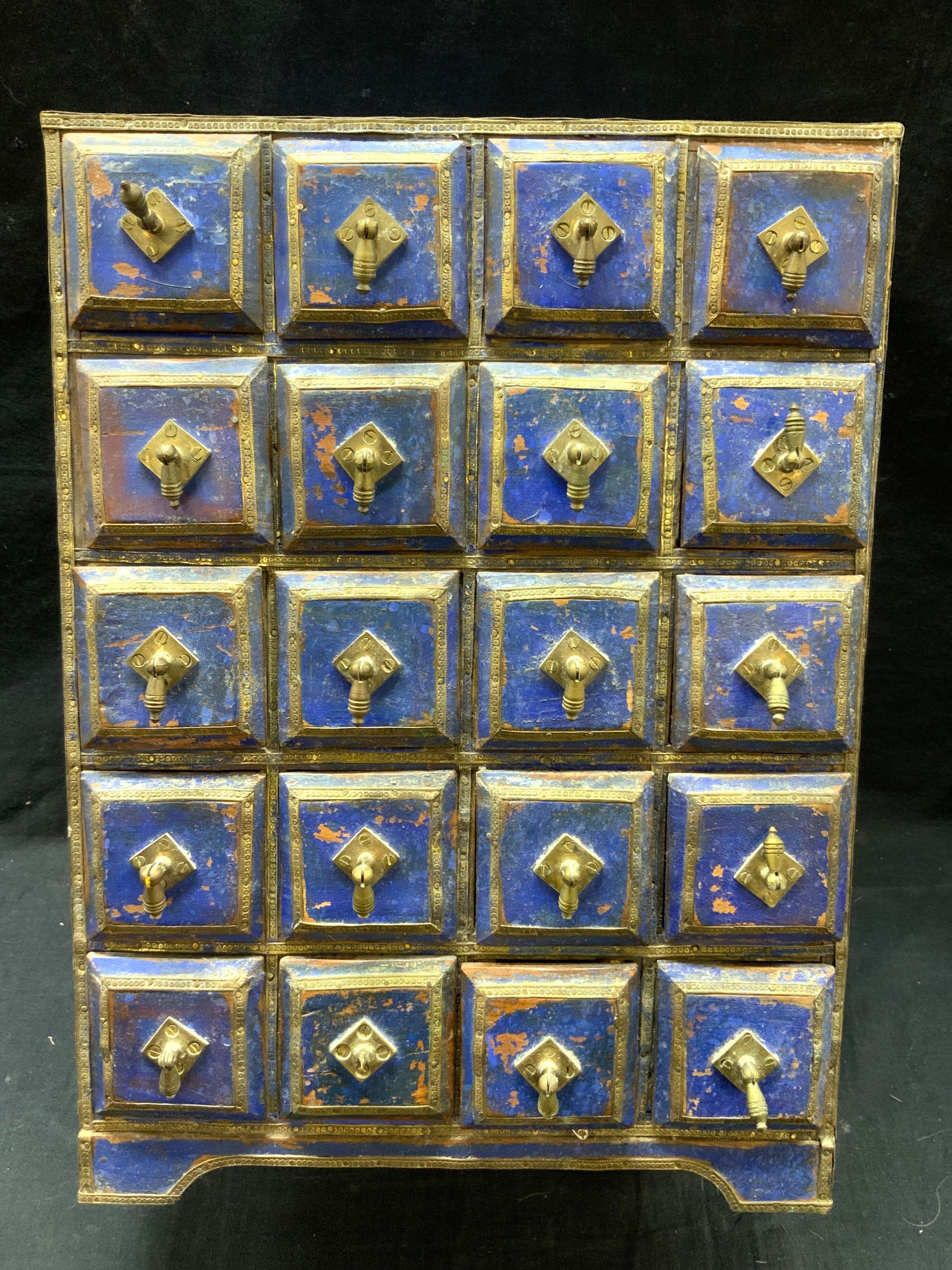 Vintage Wood & Brass Apothecary Cabinet, India (1 of 13)