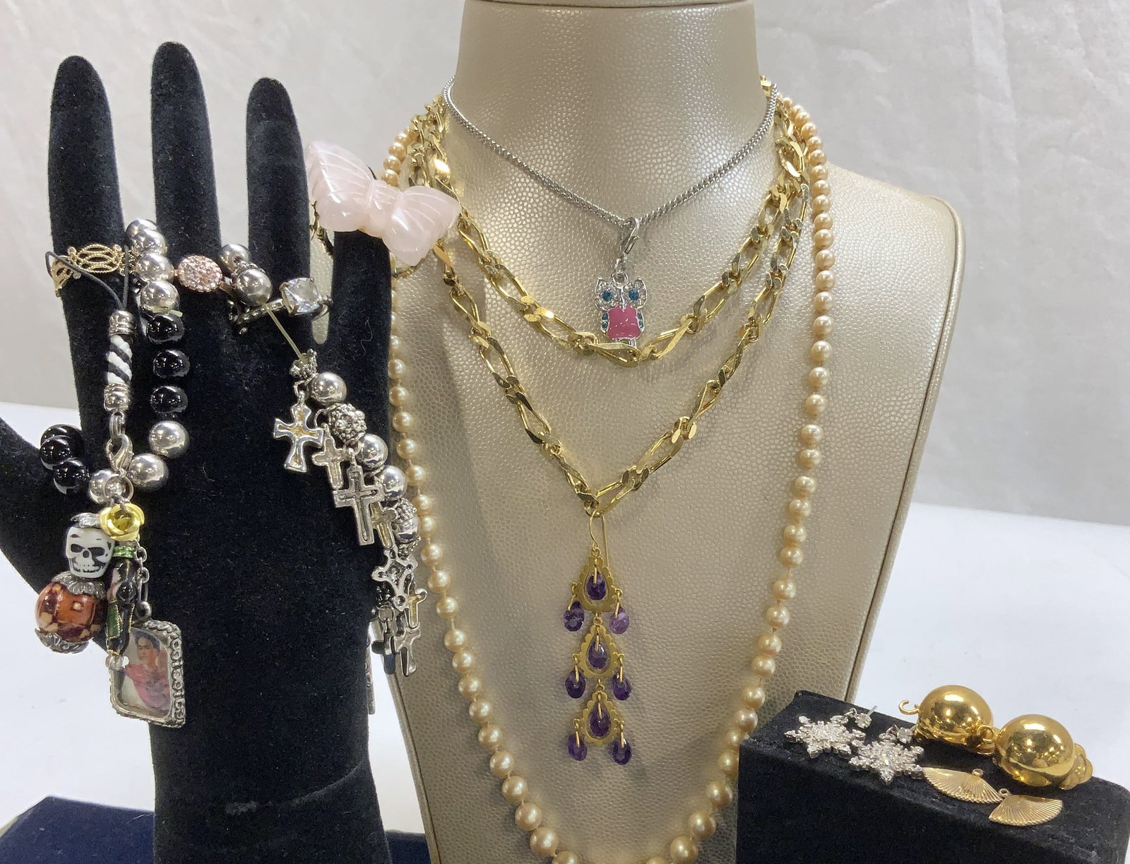 14k Gold, Amethyst, Rose Quartz, Monet, 7+ (1 of 11)