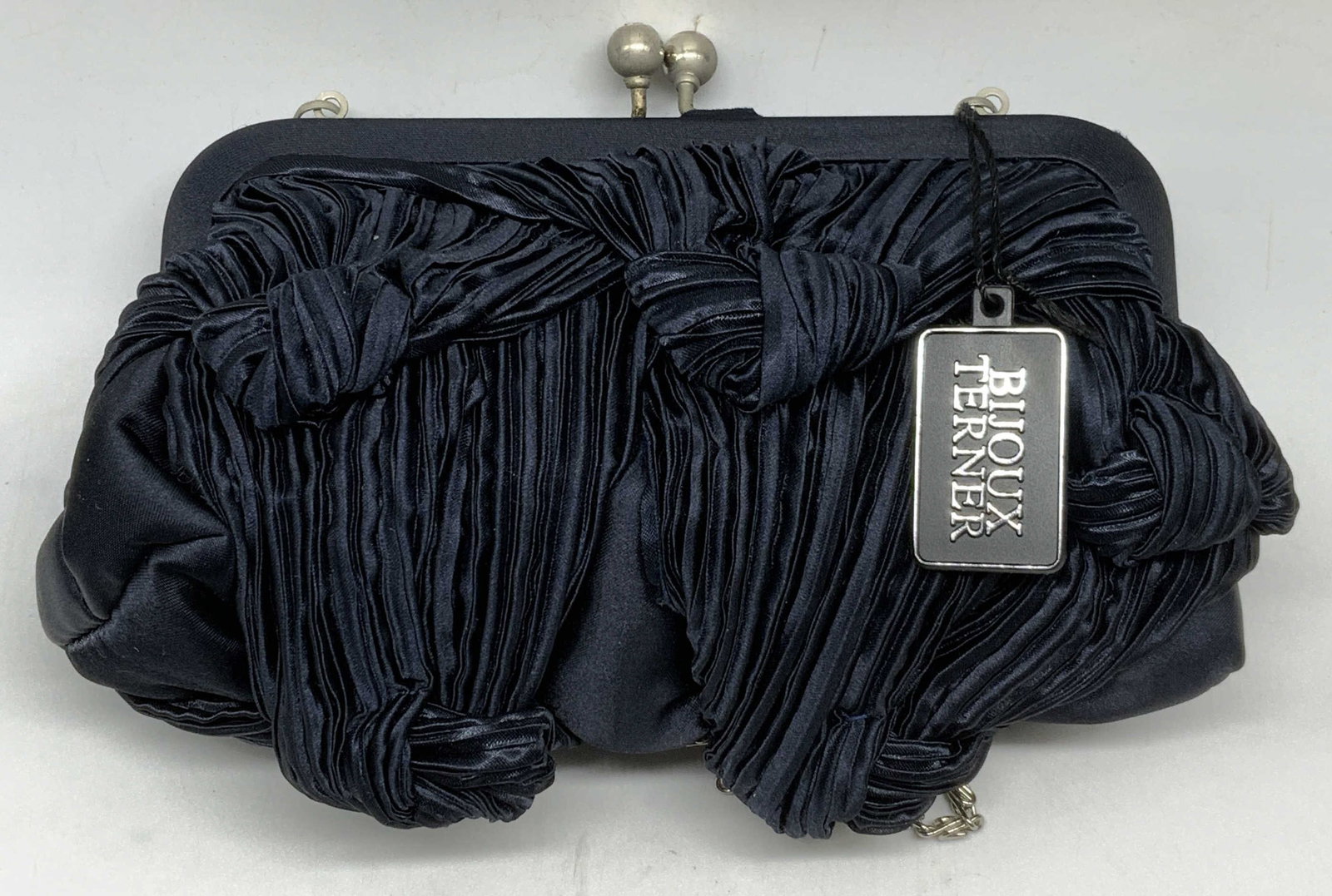 Bijoux Terner Navy Blue Satin Handbag NWT (1 of 6)