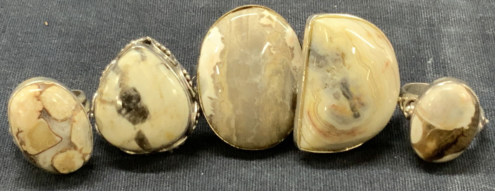 5 Sterling Silver & Agate Stone Rings (1 of 8)