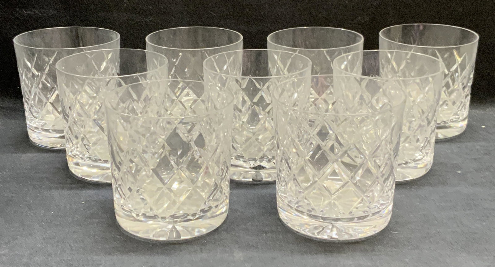 Set 9 Tudor Heavy Cut Crystal Lowball Glasses (1 of 7)