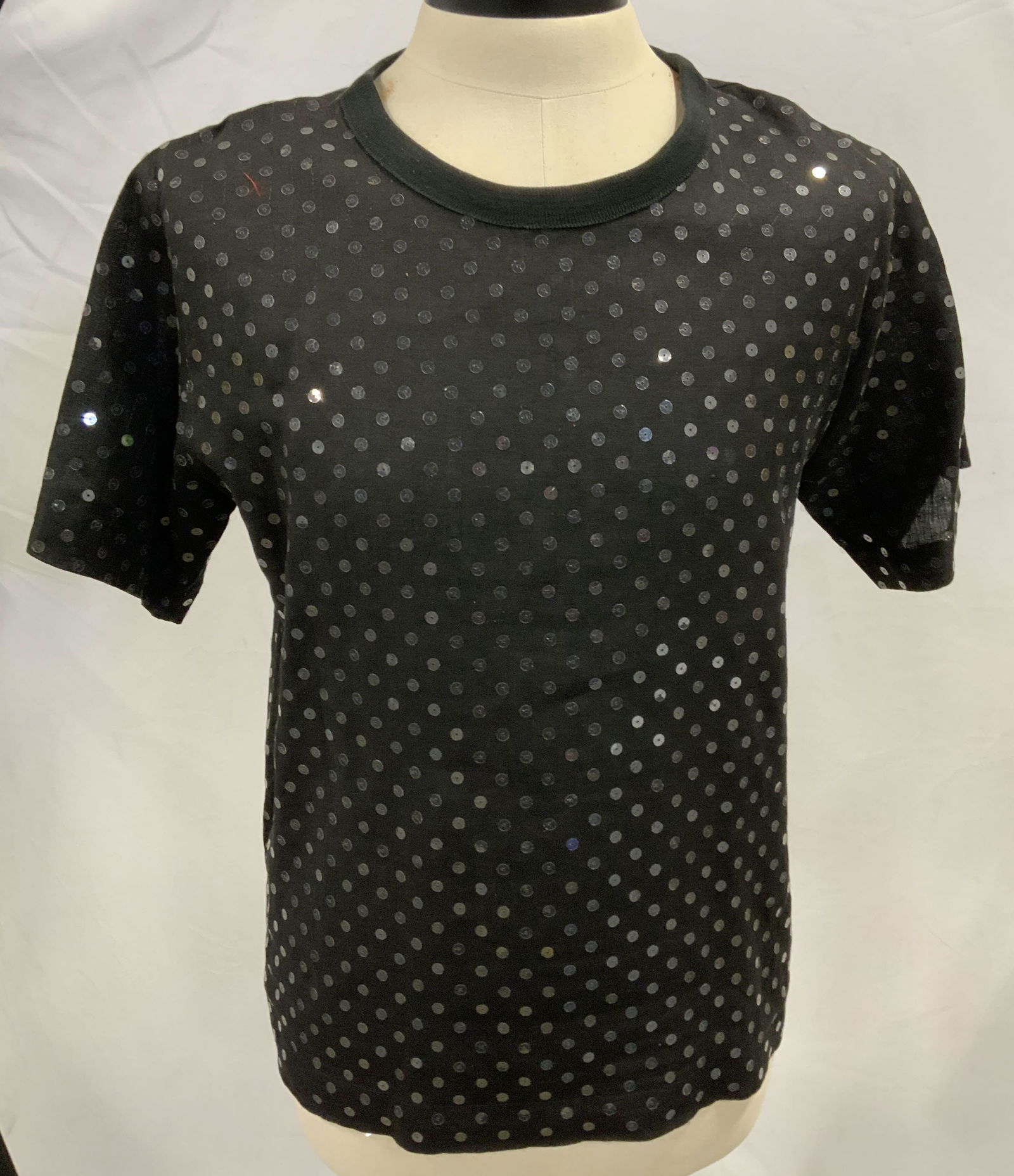 Marc Cain Black Linen Sequin Top W Germany (1 of 6)