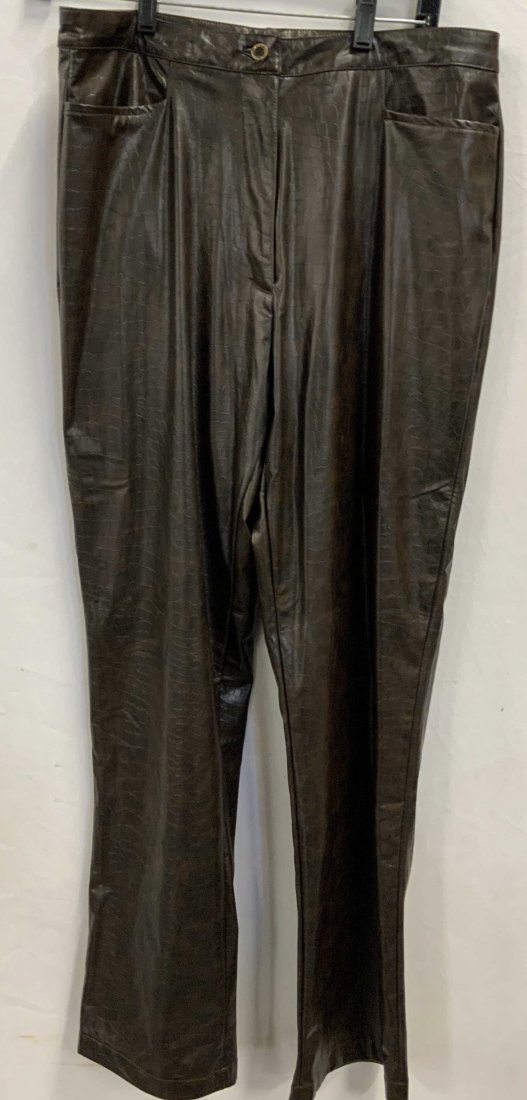 FU DA NEW YORK Brown Faux Reptile Skin Pants (1 of 10)