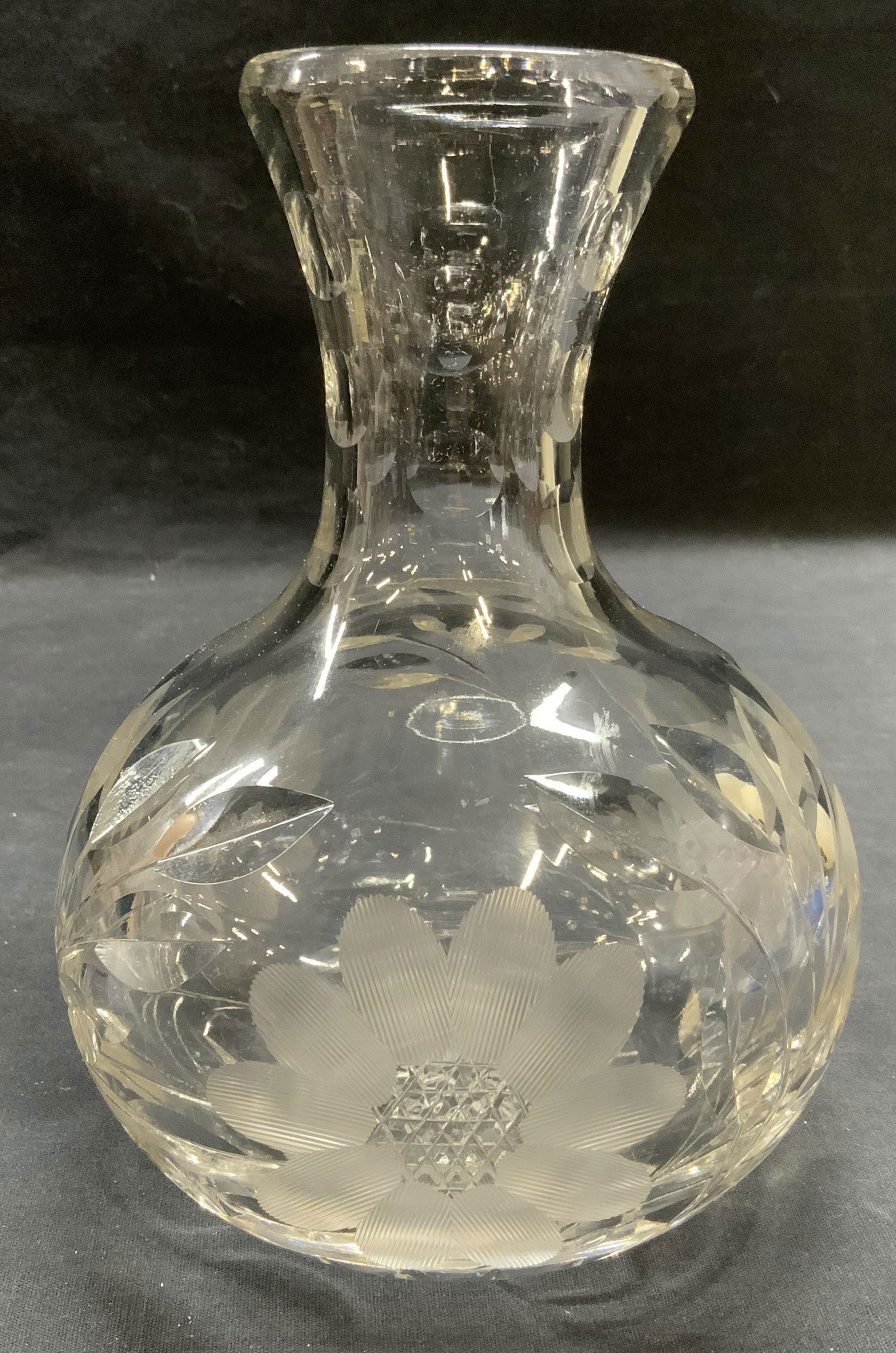 Vintage Heavy Cut Glass Floral Vase (1 of 6)