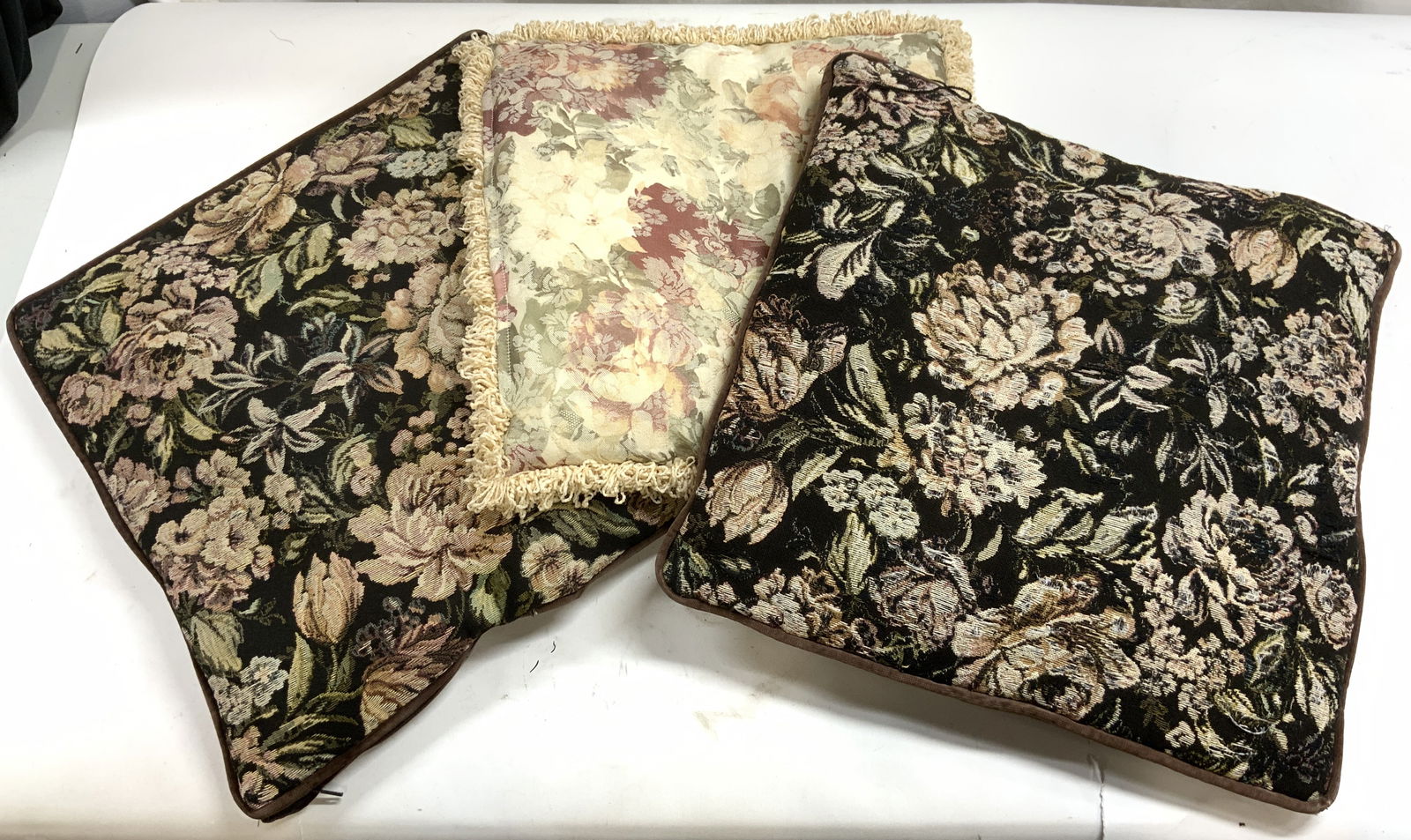 3 Vintage Needlepoint & Floral Throw Pillows (1 of 7)
