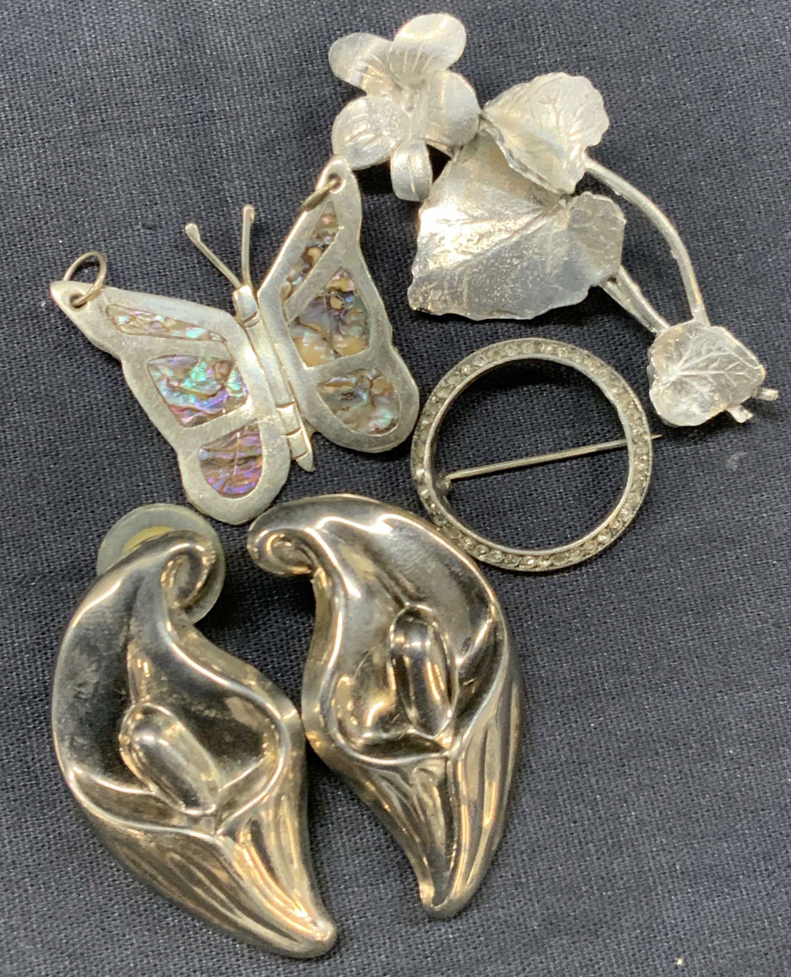 Lot 4 Sterling & Silver Plated Brooches & Earrings (1 of 10)