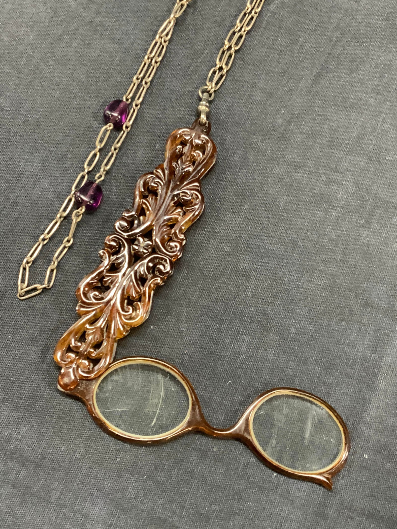 Vtg Sterling Silver & Amethyst Necklace W Glasses (1 of 9)