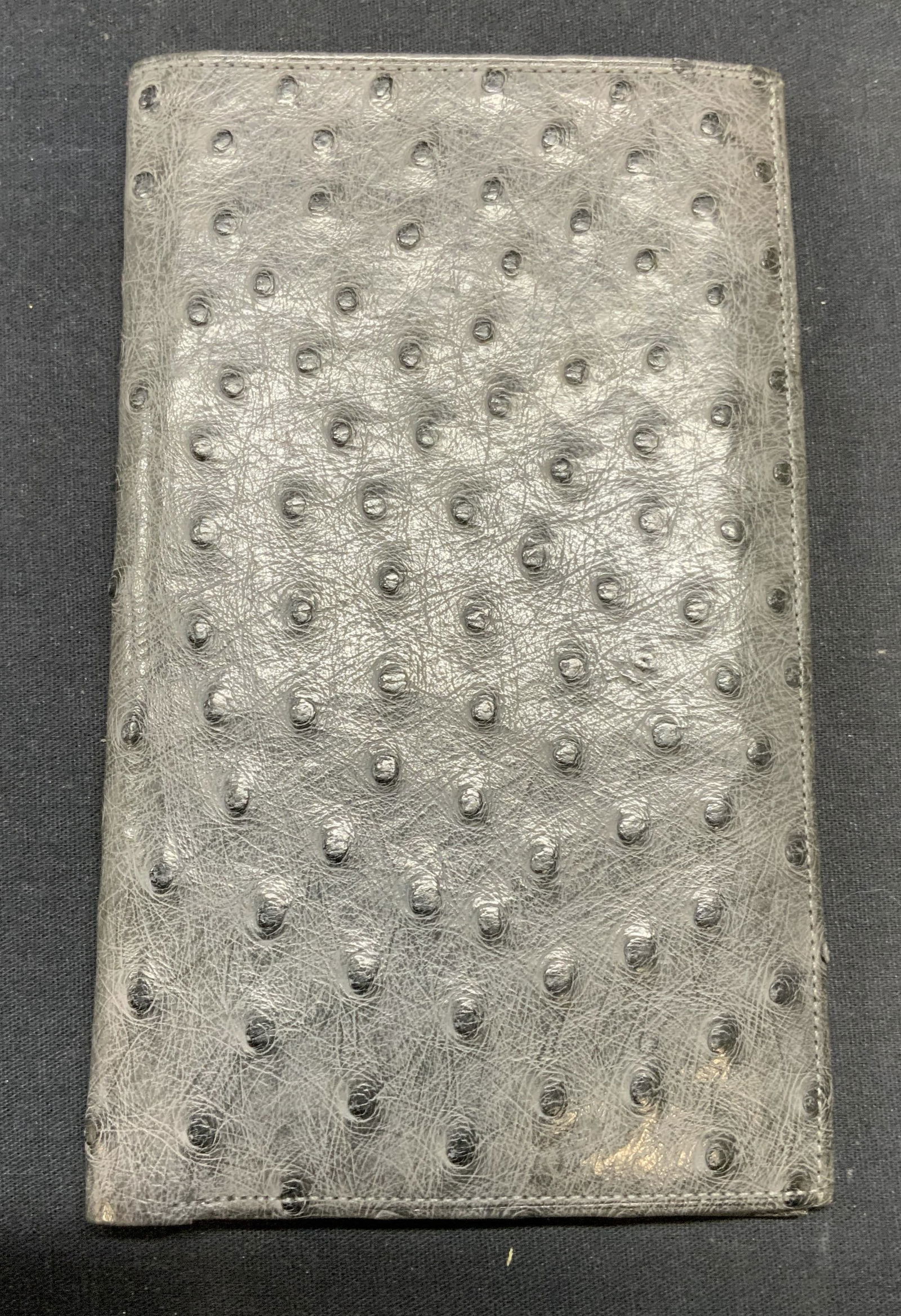 Gray Ostrich Leather Bifold Wallet (1 of 6)